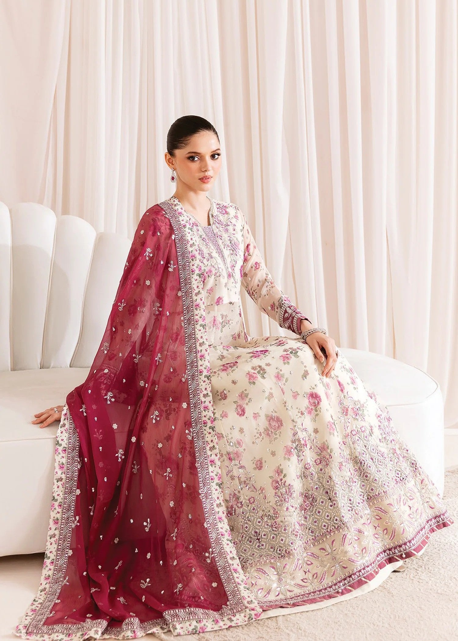 chiffon Maxi in Blush pink, white
