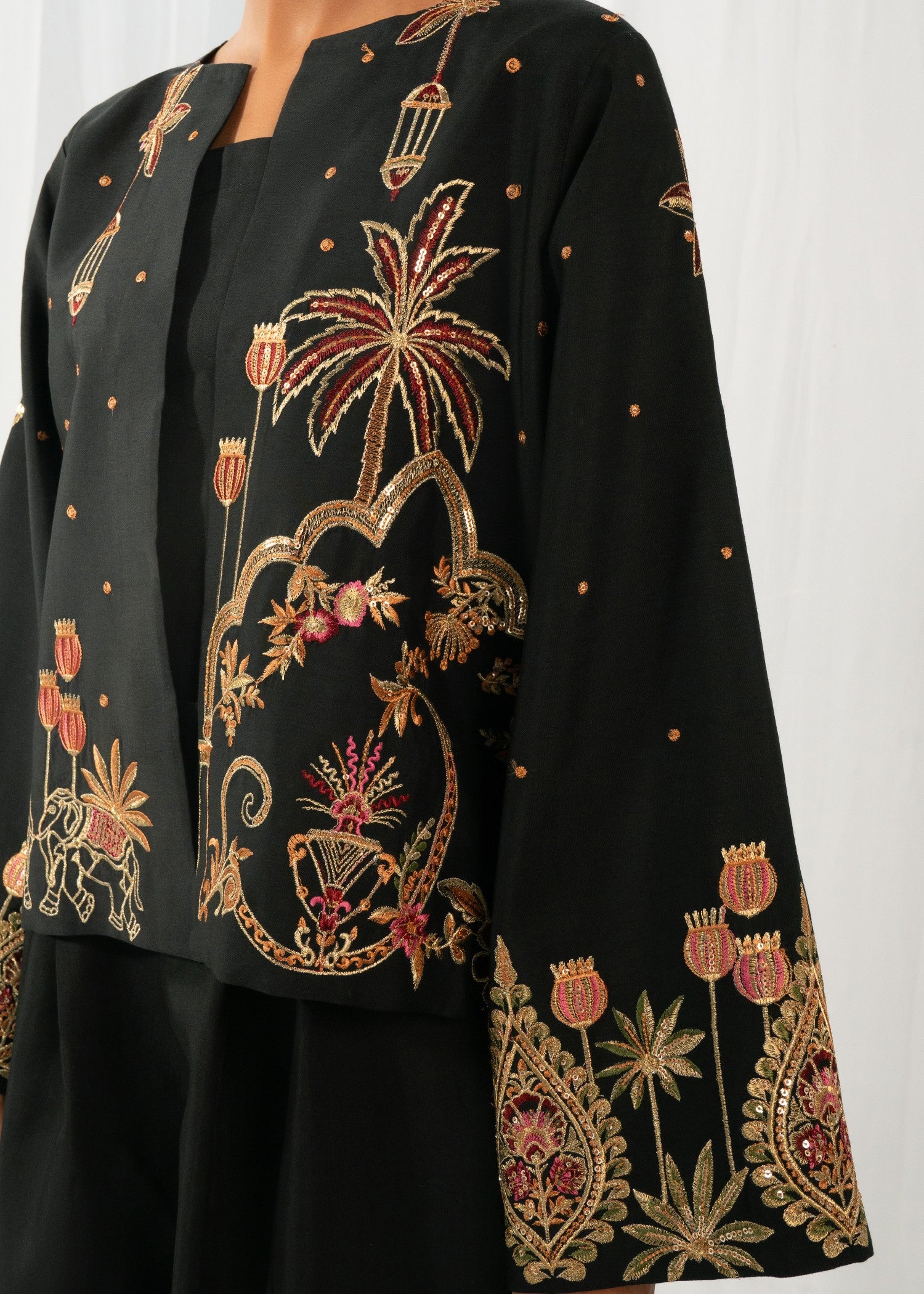 viscose thai silk Co Ord Sets in Black