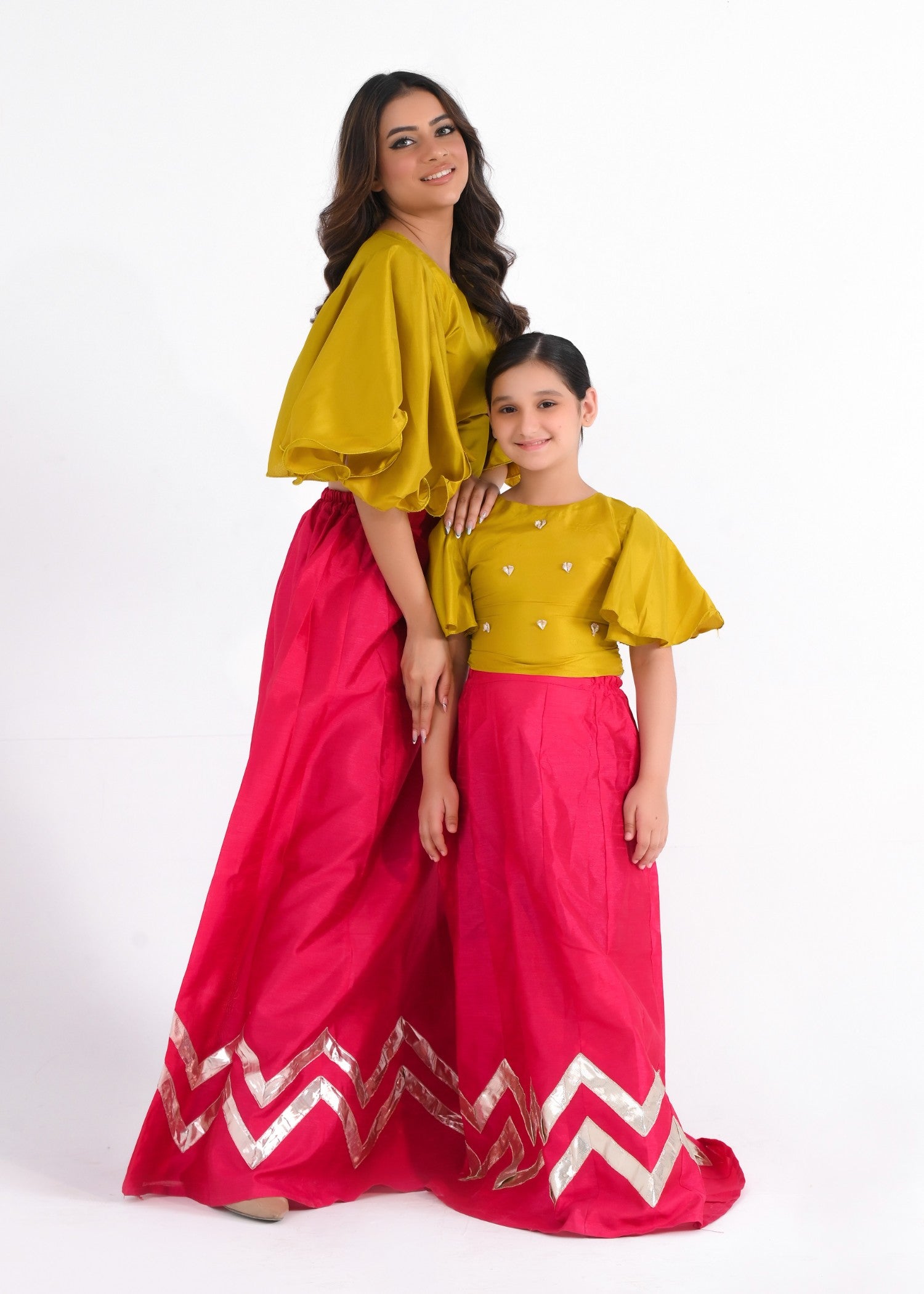 kattan silk Lehenga in Hot pink