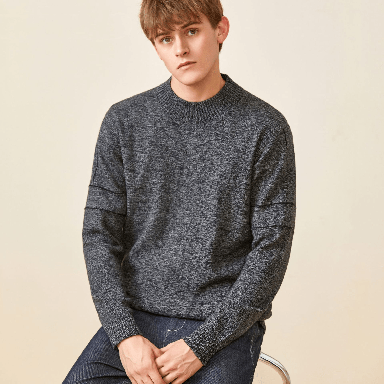 Autumn and Winter Slim-Fitting Threaded Cuffs All-Match Blouse Men