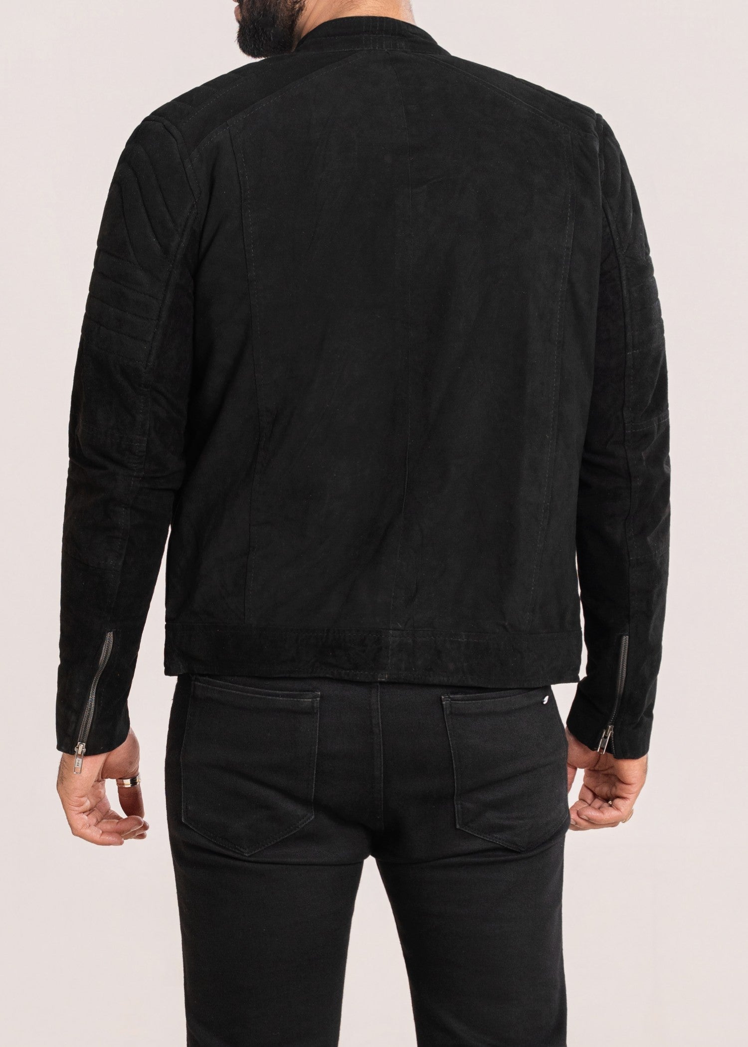 suede leather Jacket in Black