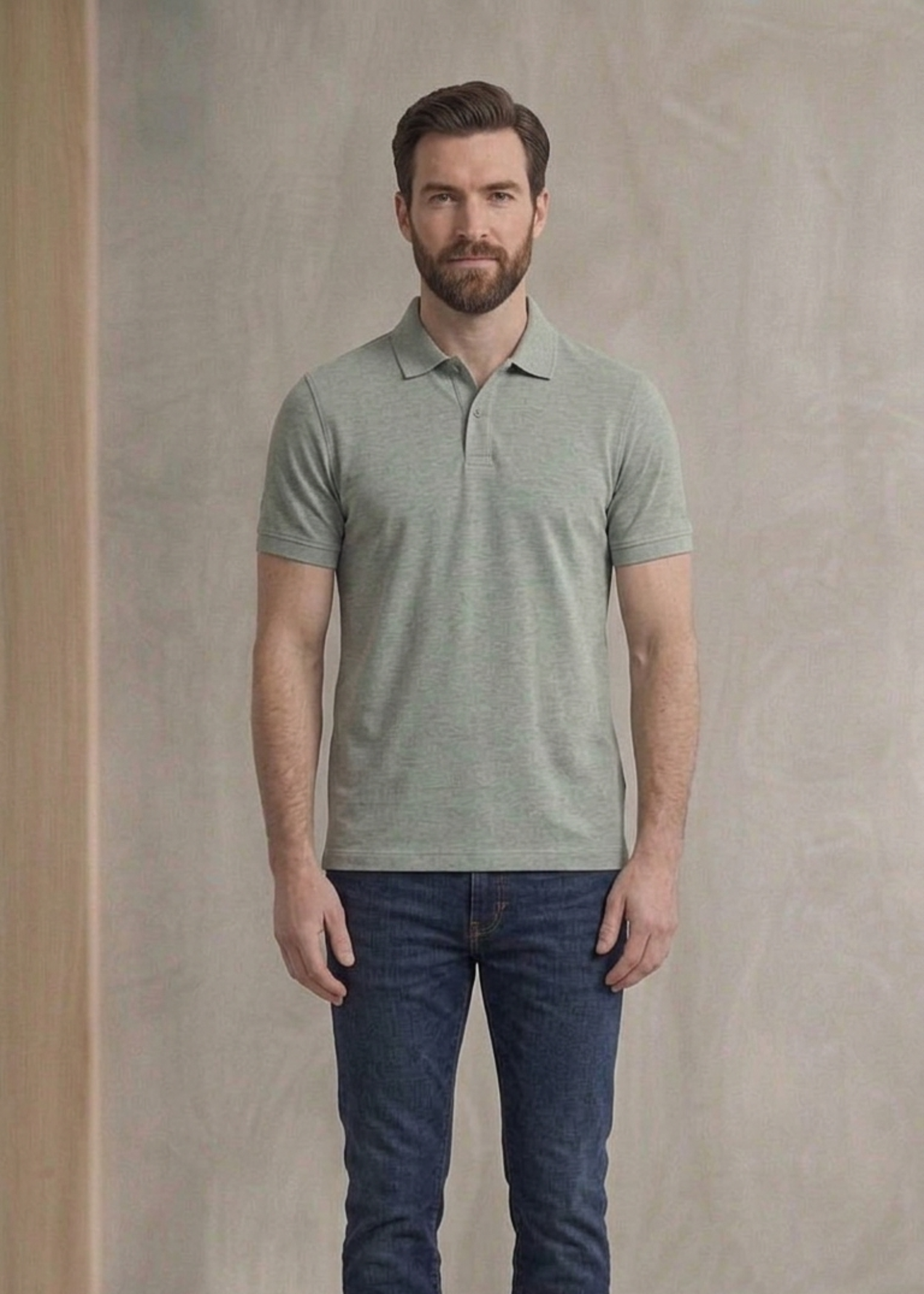 cotton Polo Shirt in Sage green by Imagination Apparel