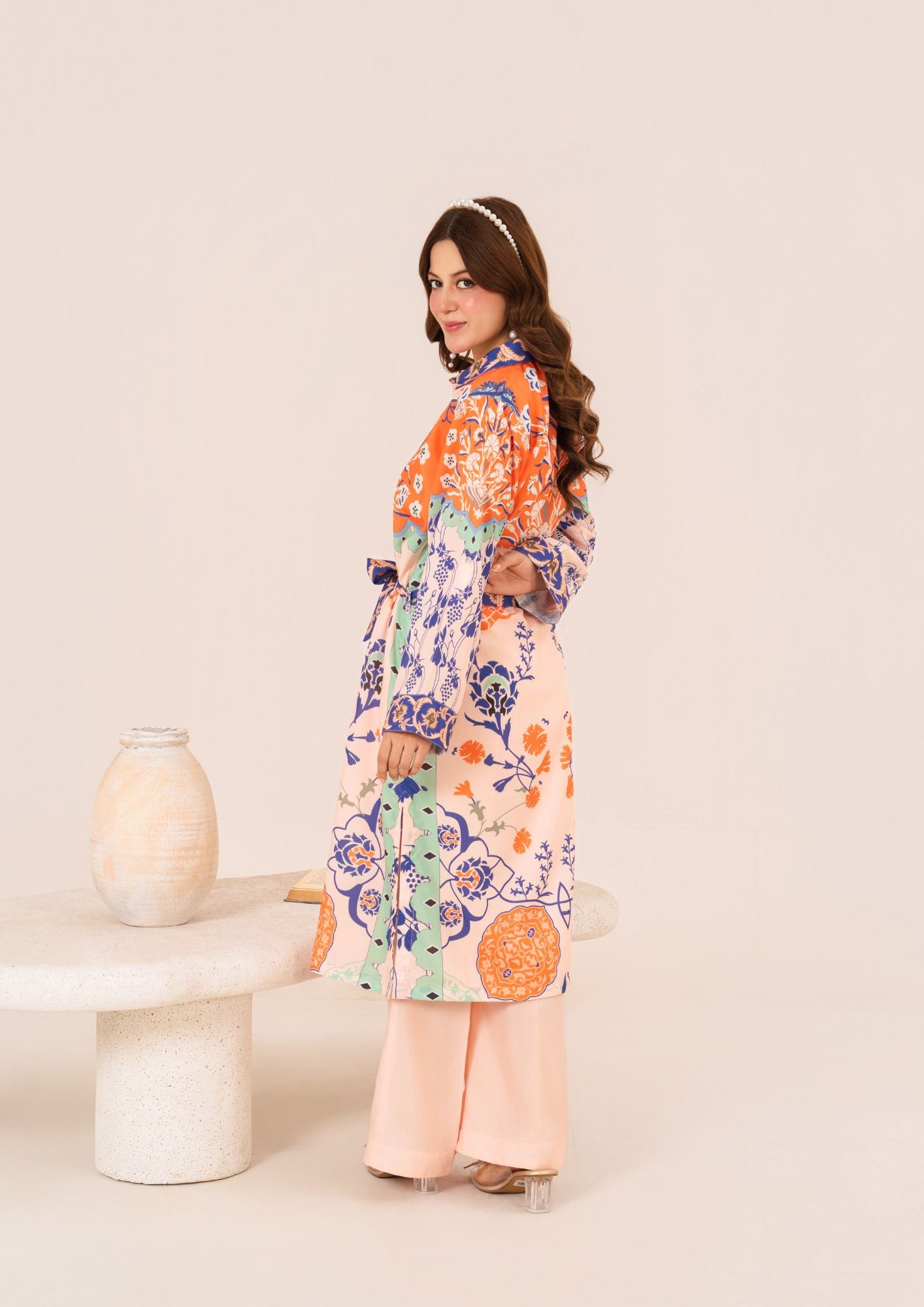 swiss cotton Kurta Set in Aquamarine