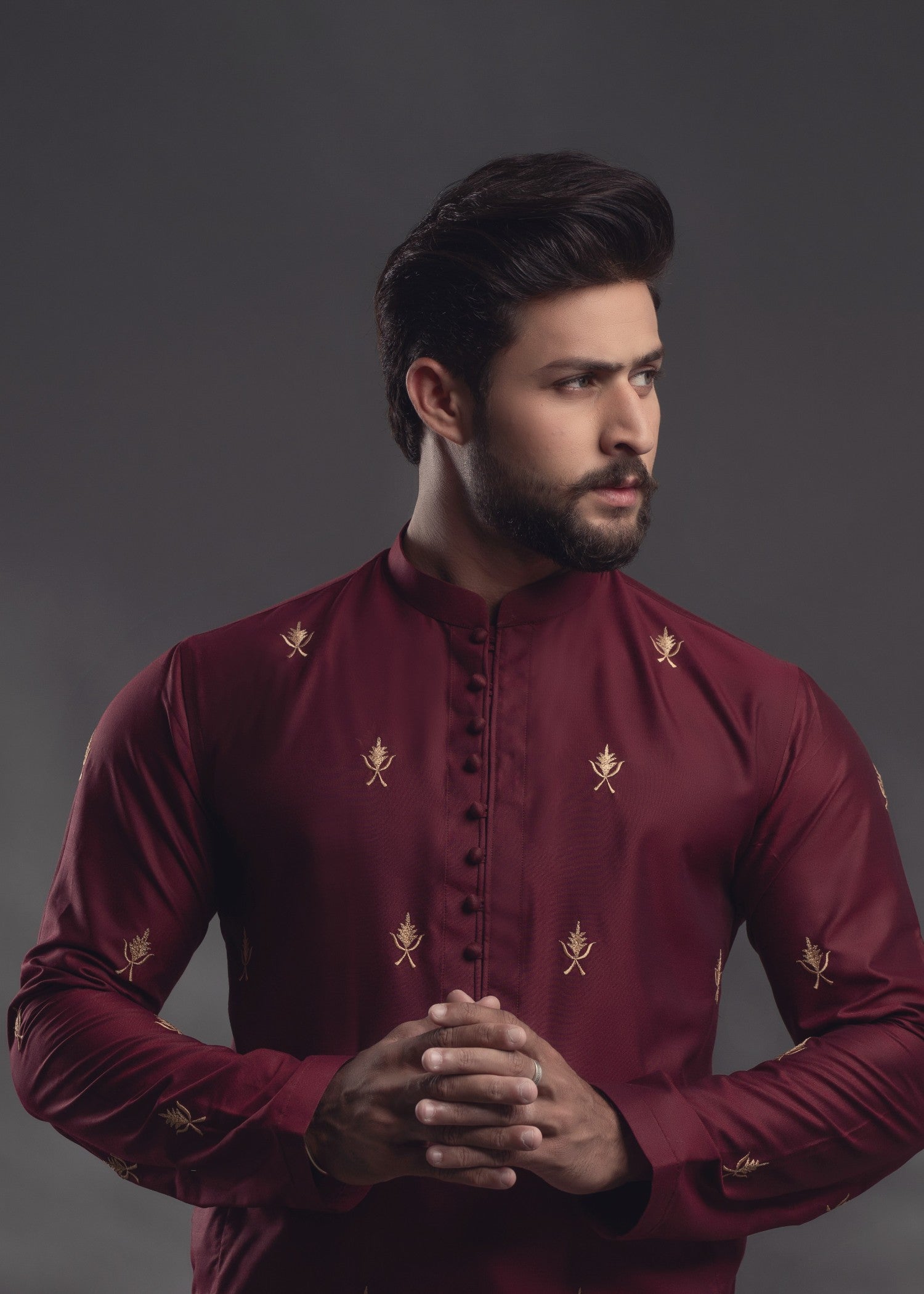 cotton silk Kurta Set in Maroon
