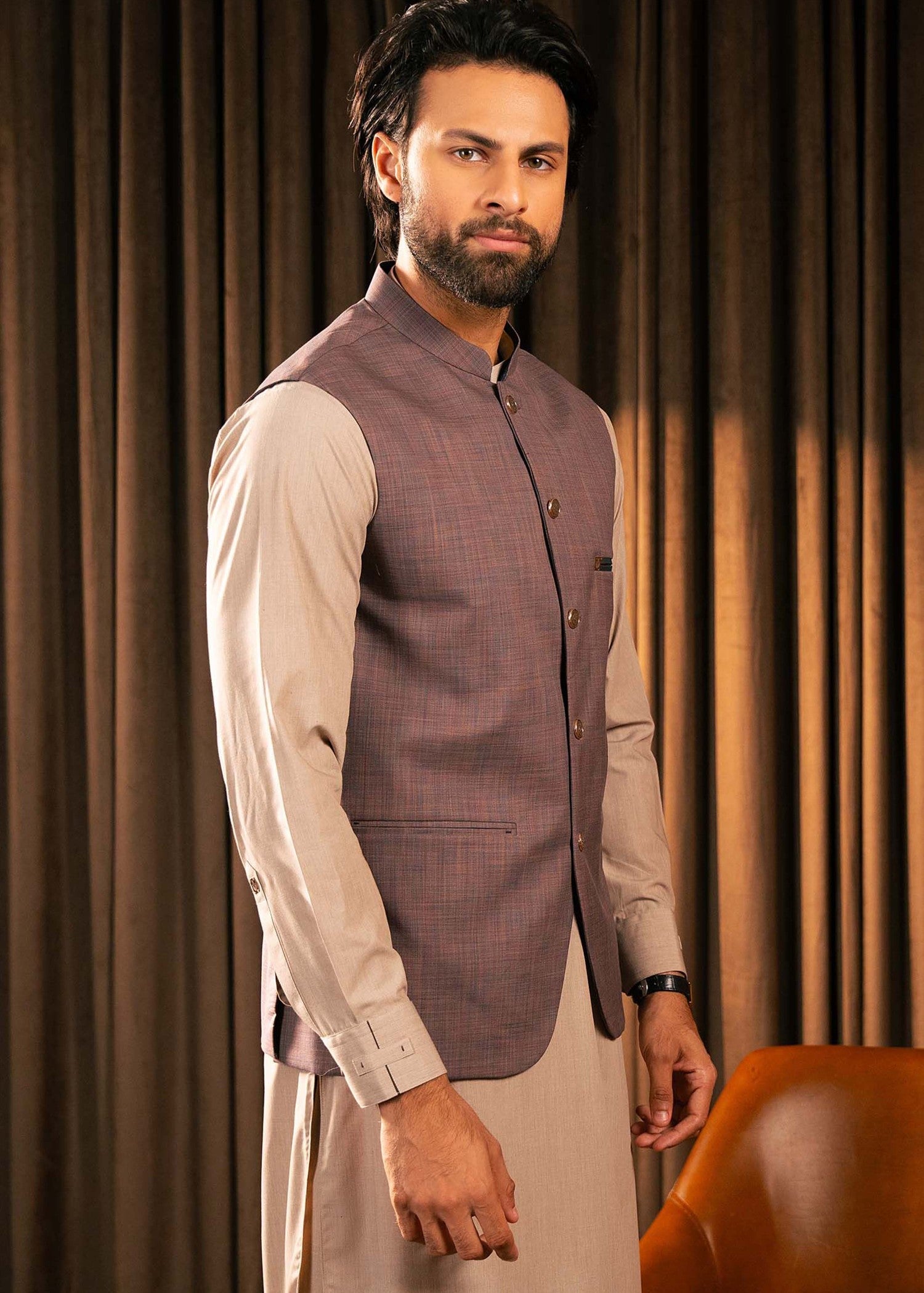 cotton Waistcoat in Mauve
