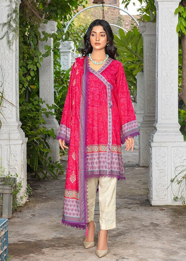 linen Unstitched in Hot pink