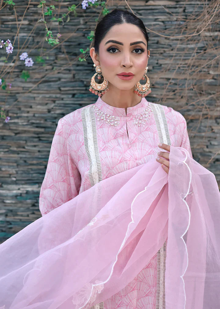 raw silk Kurta Set in Pastel pink