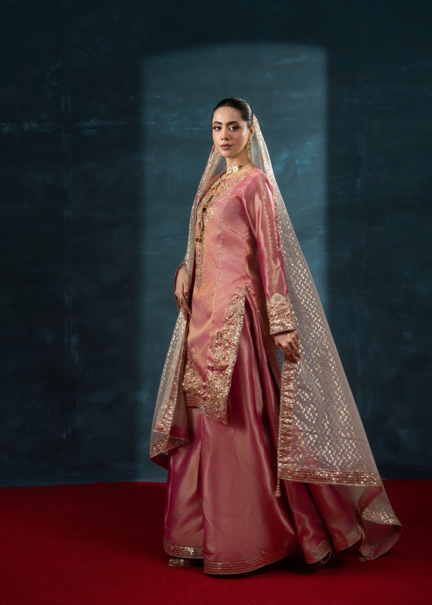 tissue Sharara in Coral pink