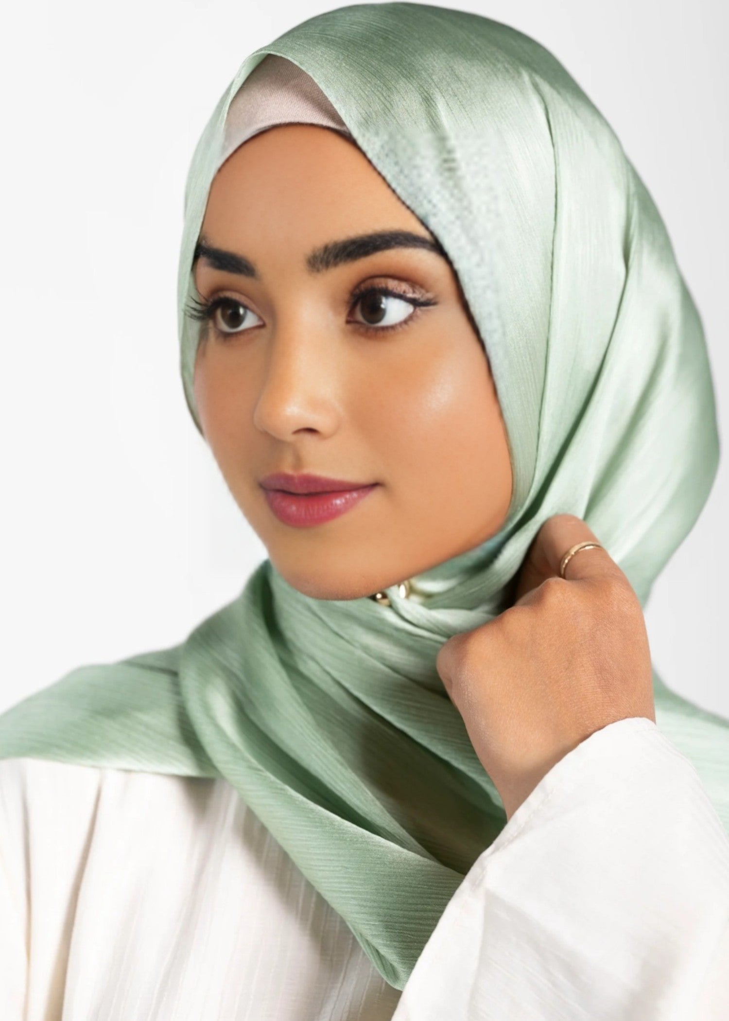 satin silk Hijab in Mint green