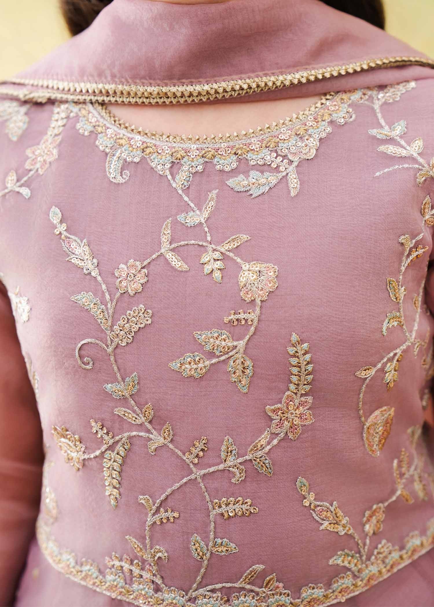 organza Lehenga in Lilac