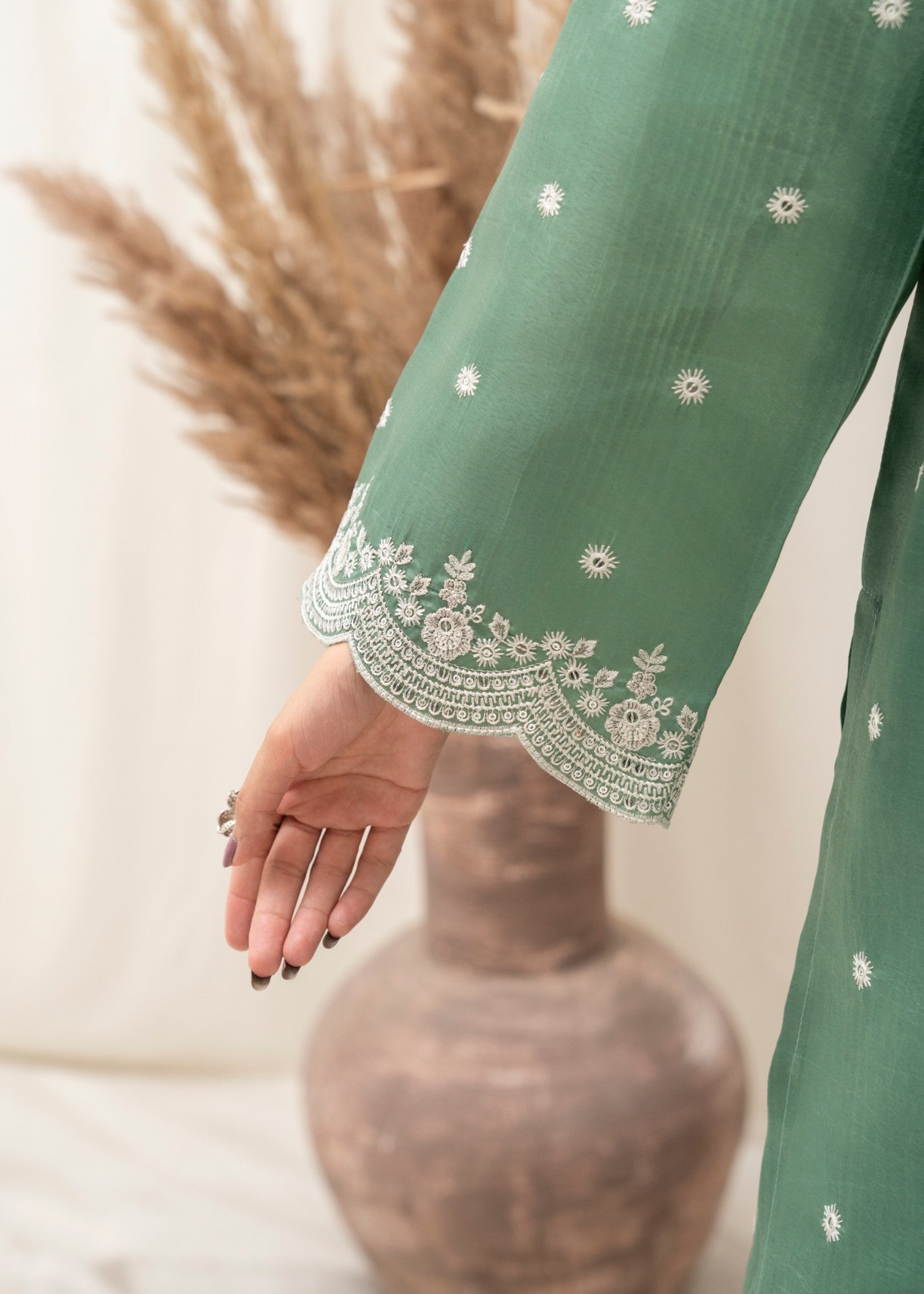 kattan silk Kurta Set in Mint green