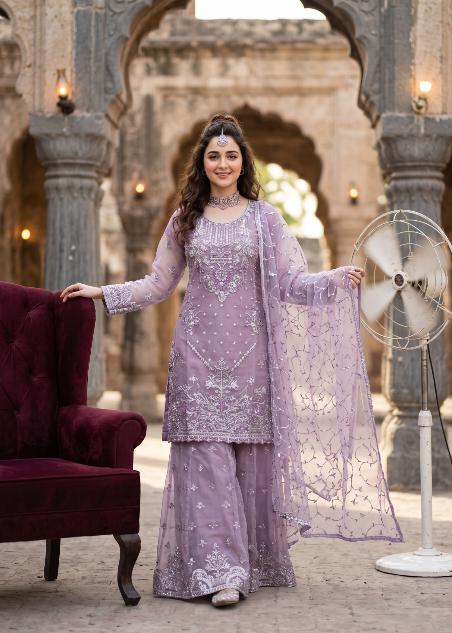 organza Sharara in Mauve