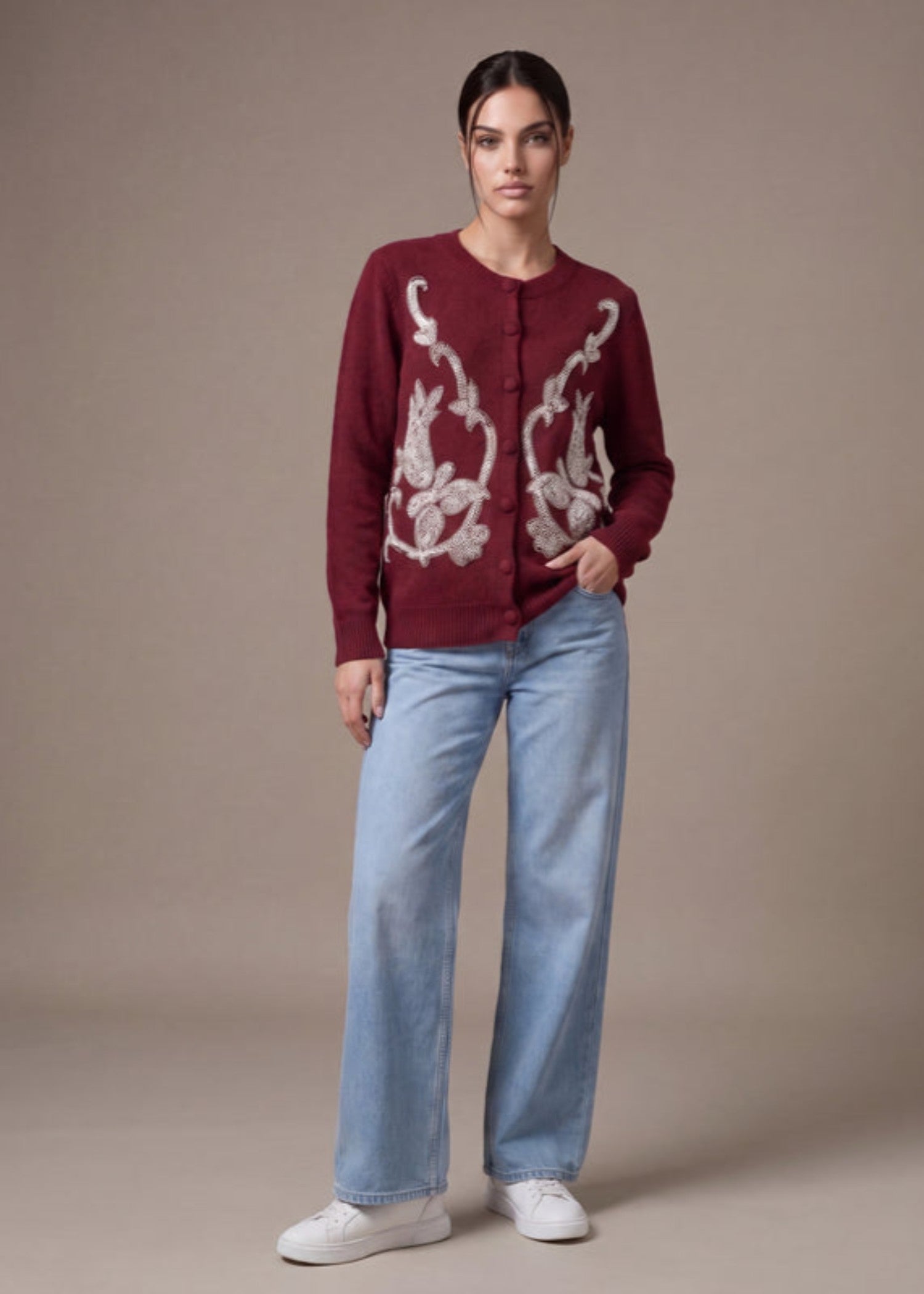 wool Cardigan in Red