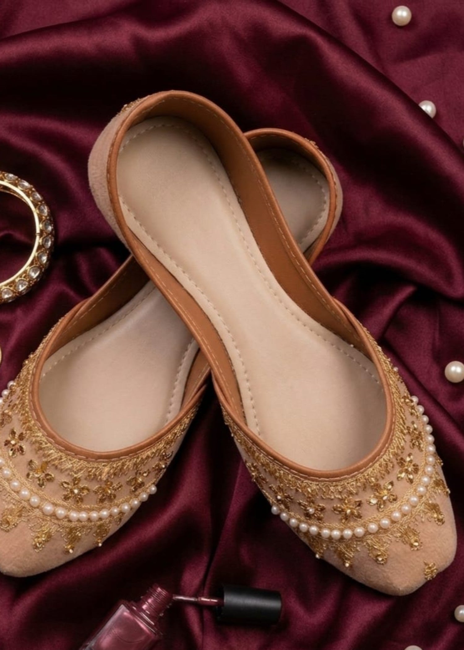 Khussa in Beige by - High Quality Women Khussa PVK6460