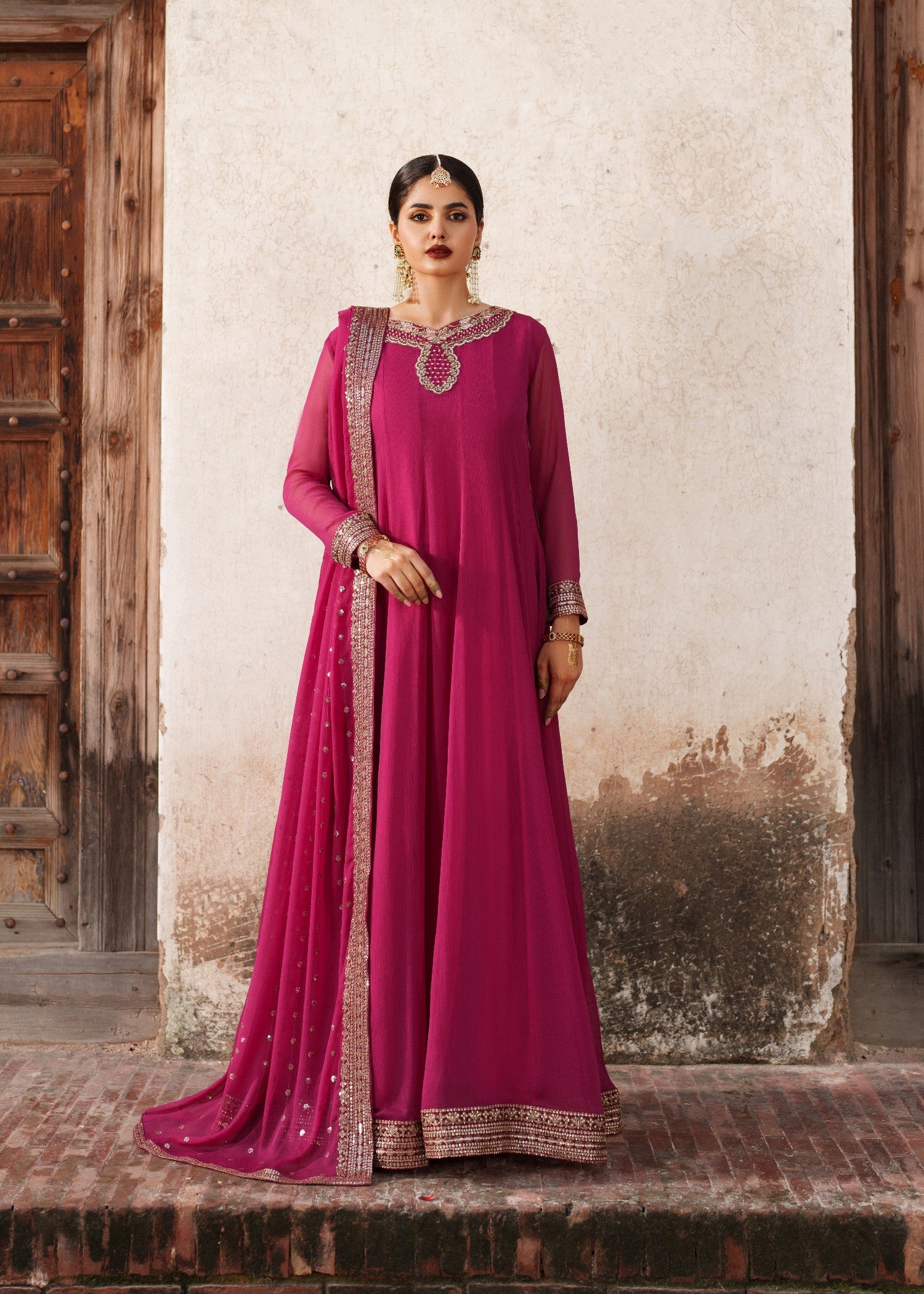 crinkle chiffon Maxi in Magenta haze