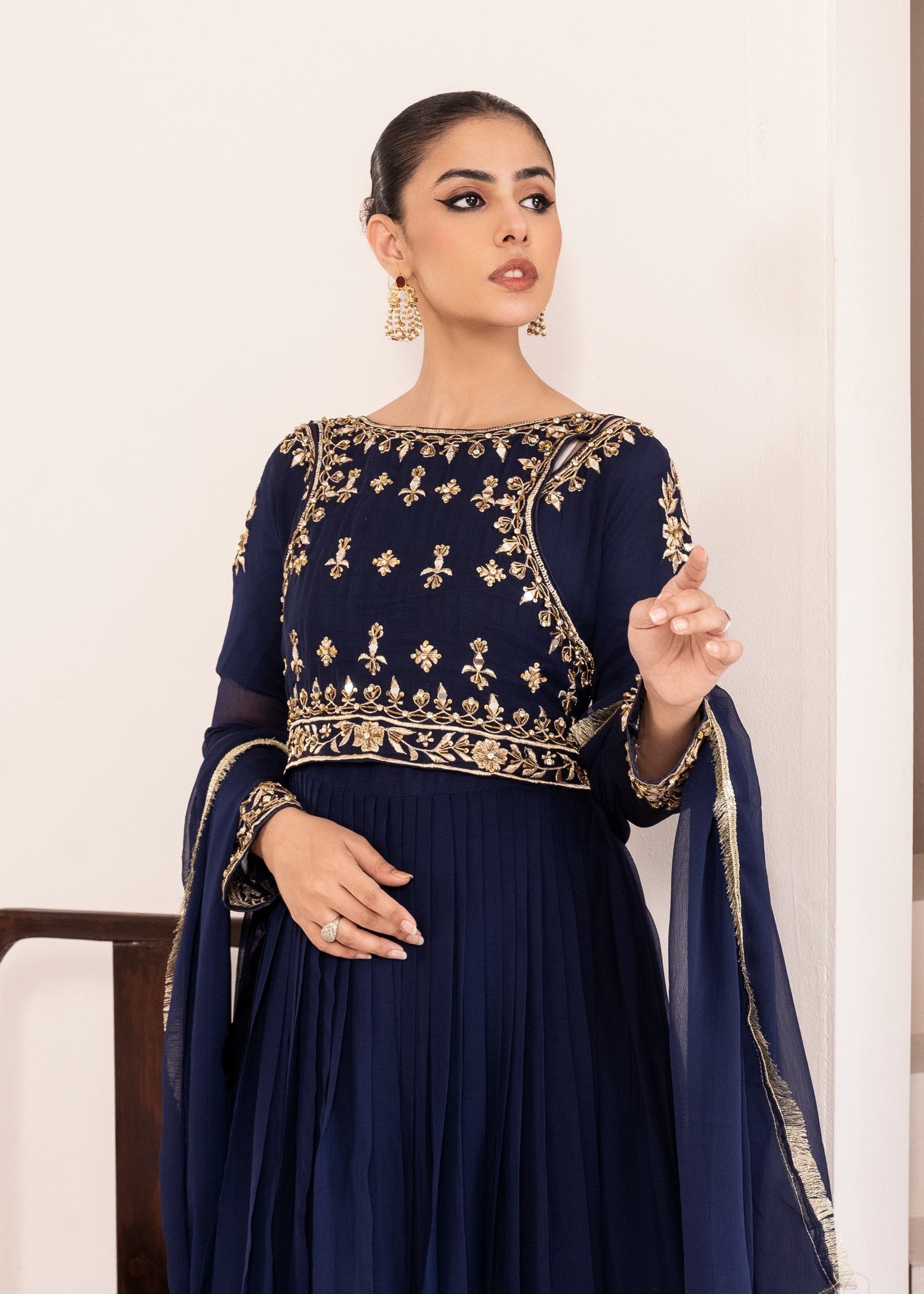 chiffon Maxi in Navy blue