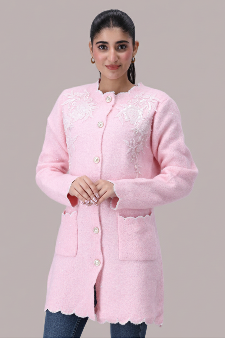 wool Cardigan in Pink