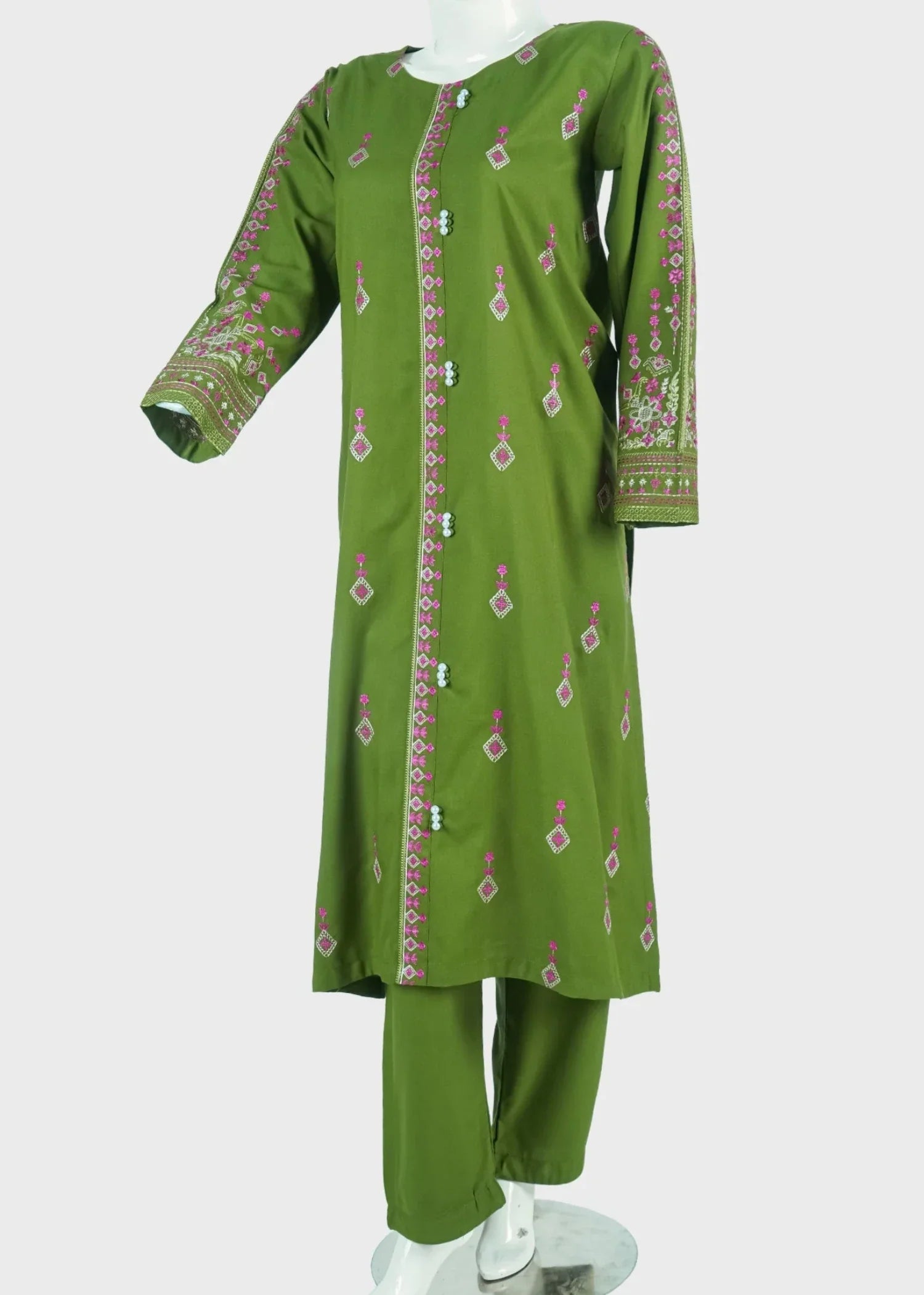 dhanak Kurta Set in Olive green