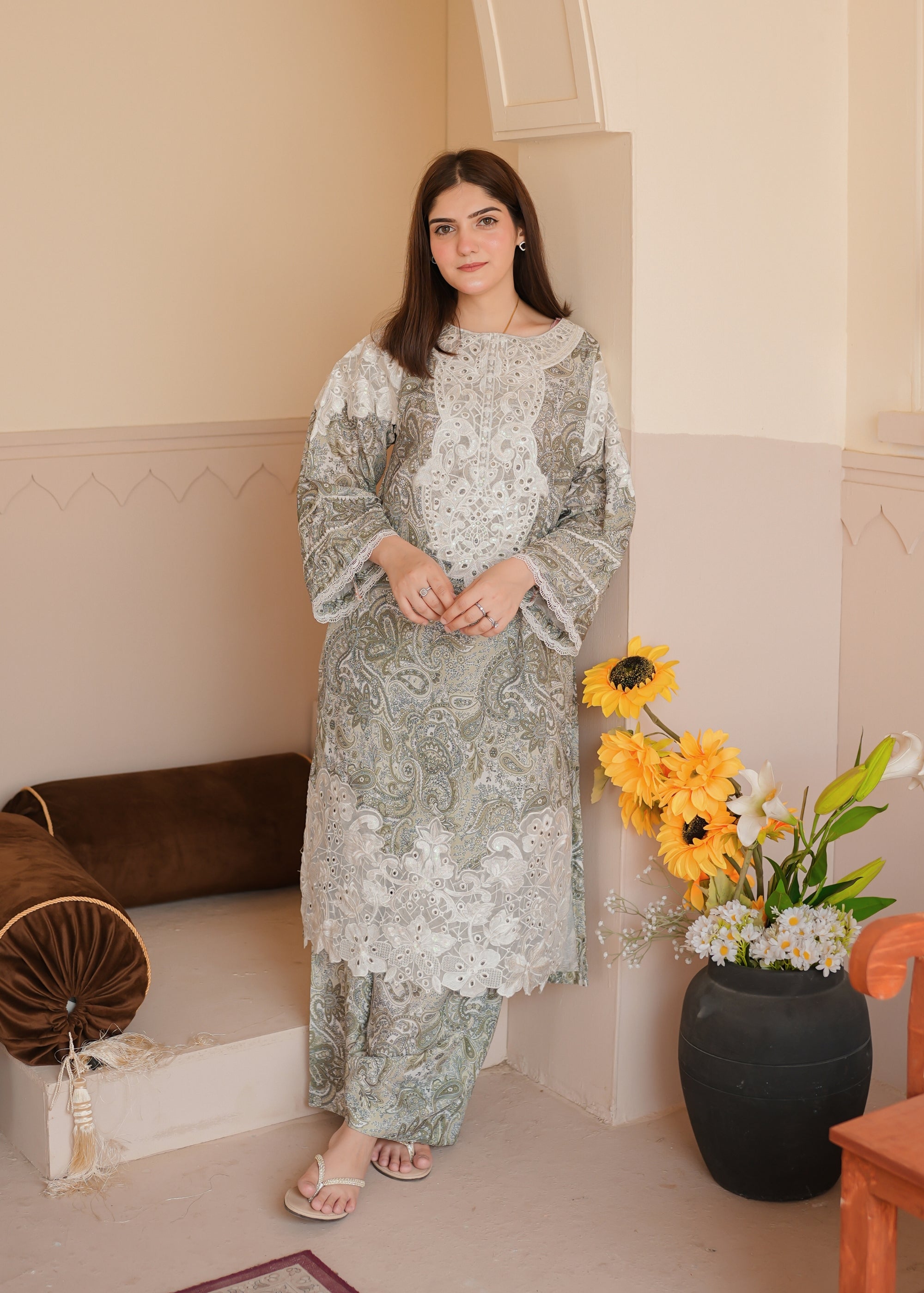 poly lawn Co Ord Sets in Sage green