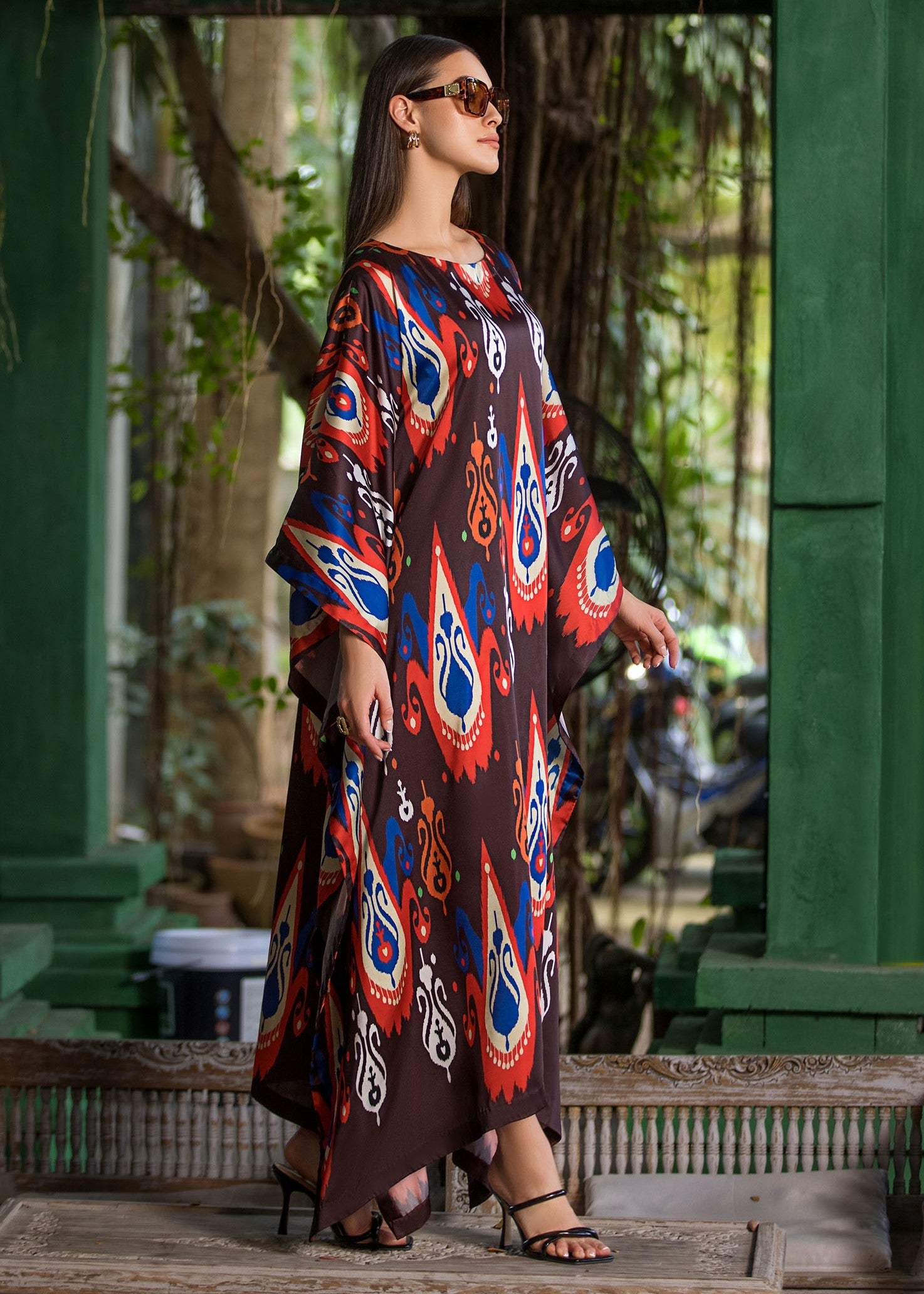 silk Kaftan in Brown