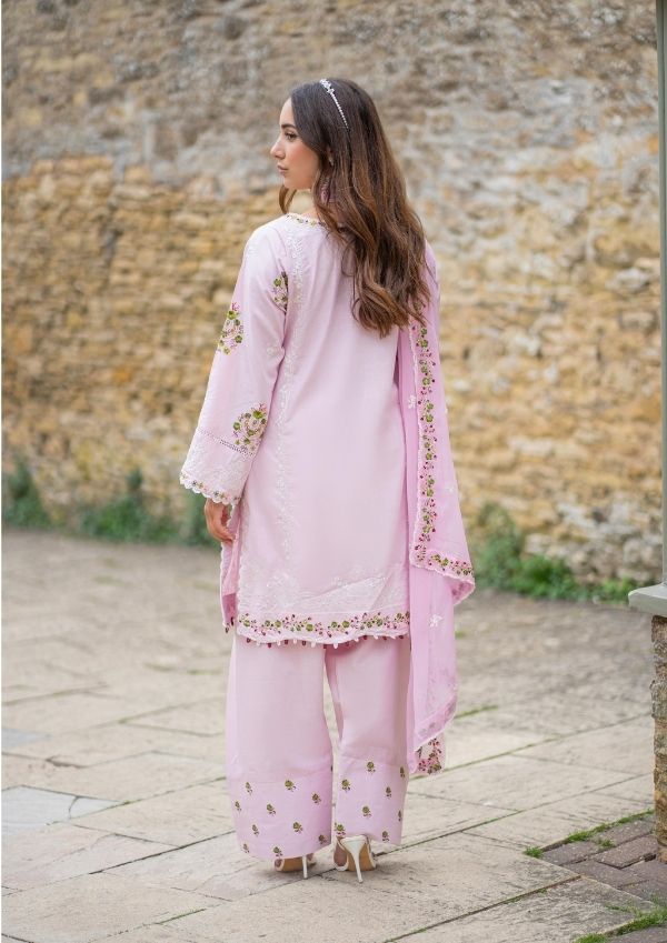 lawn cotton Kurta Set in Cotton candy pink
