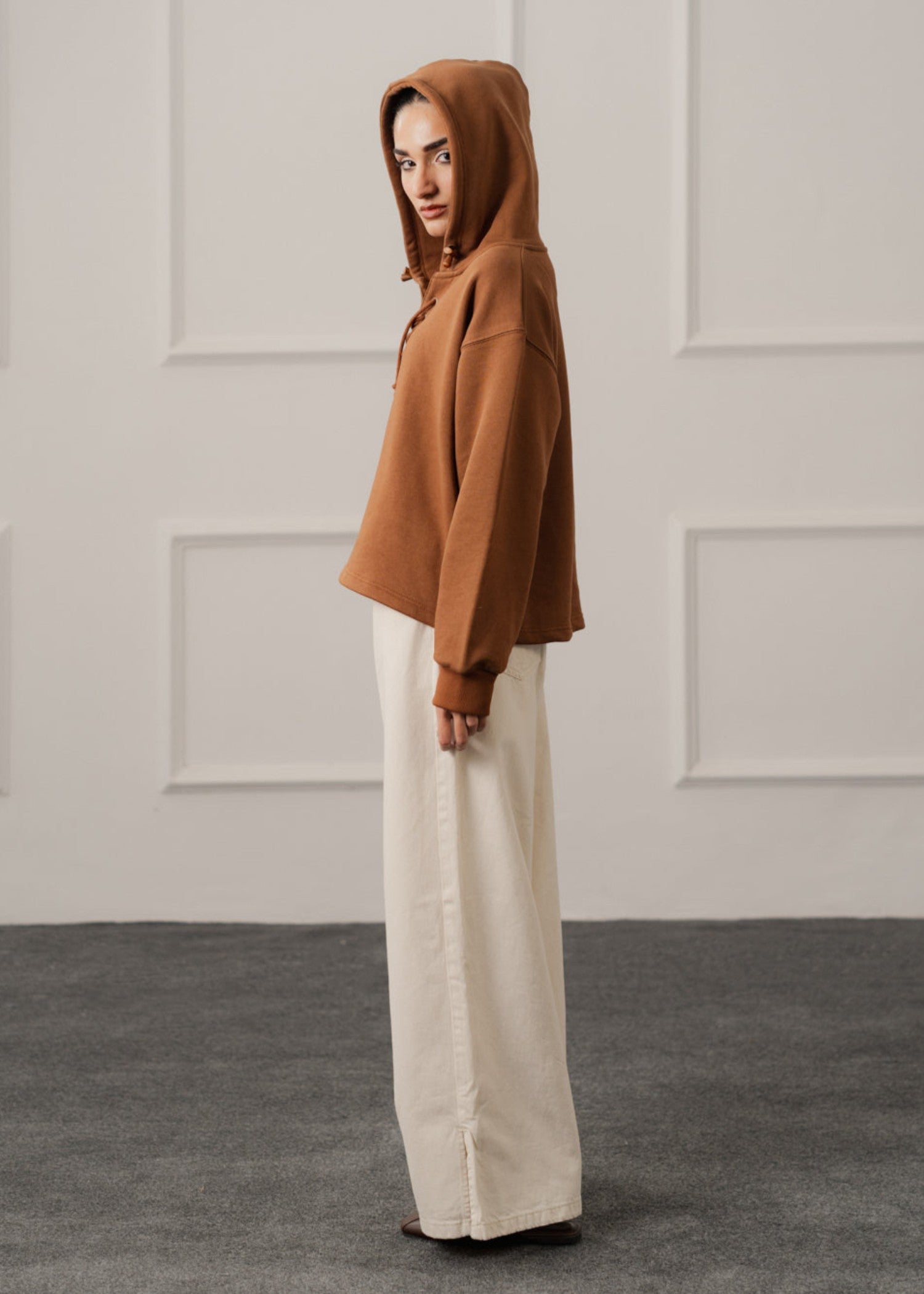 cotton Hoodie in Brown