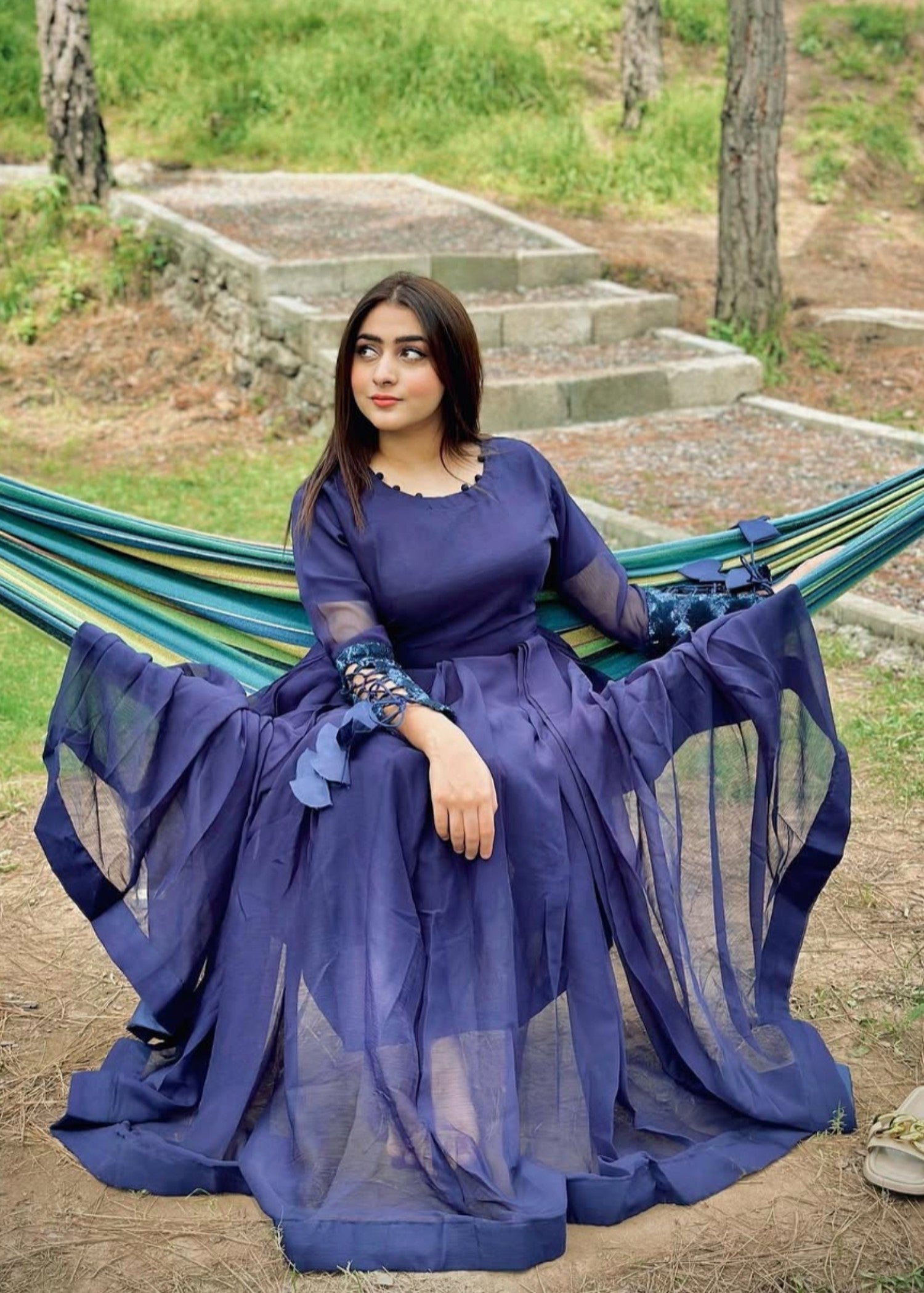 chiffon Maxi in Navy blue