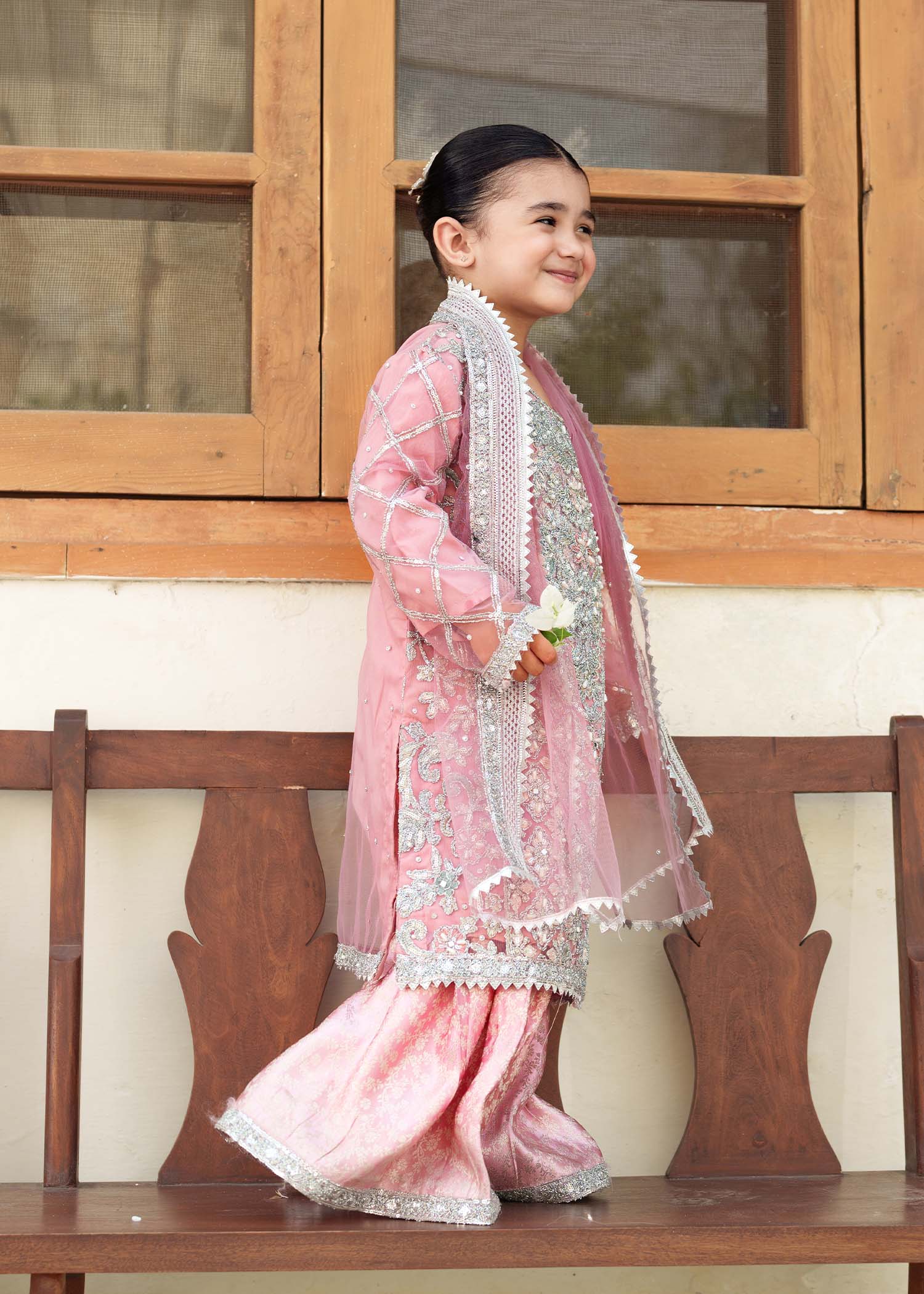 chiffon Gharara in Pink
