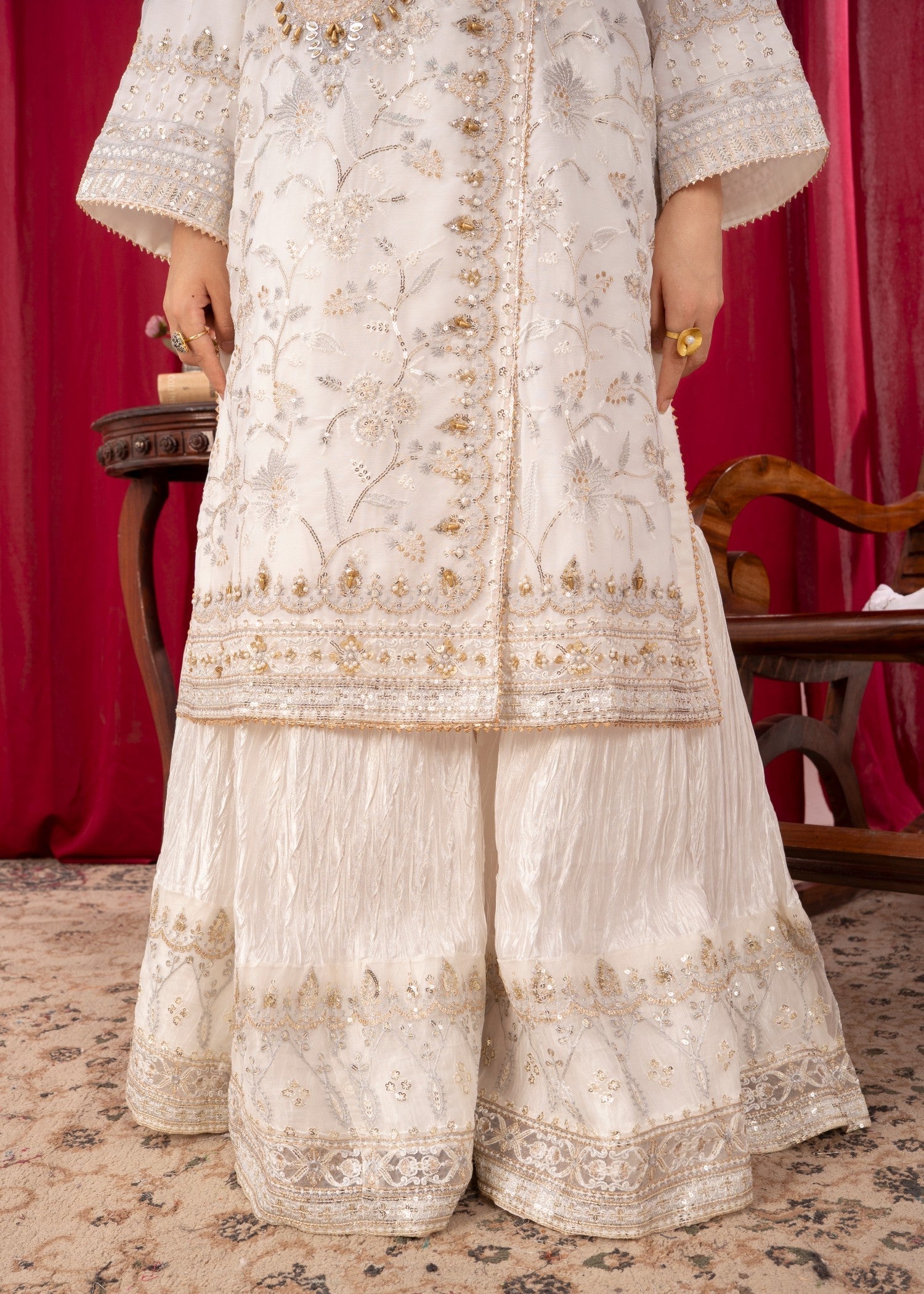 chiffon Angrakha in White