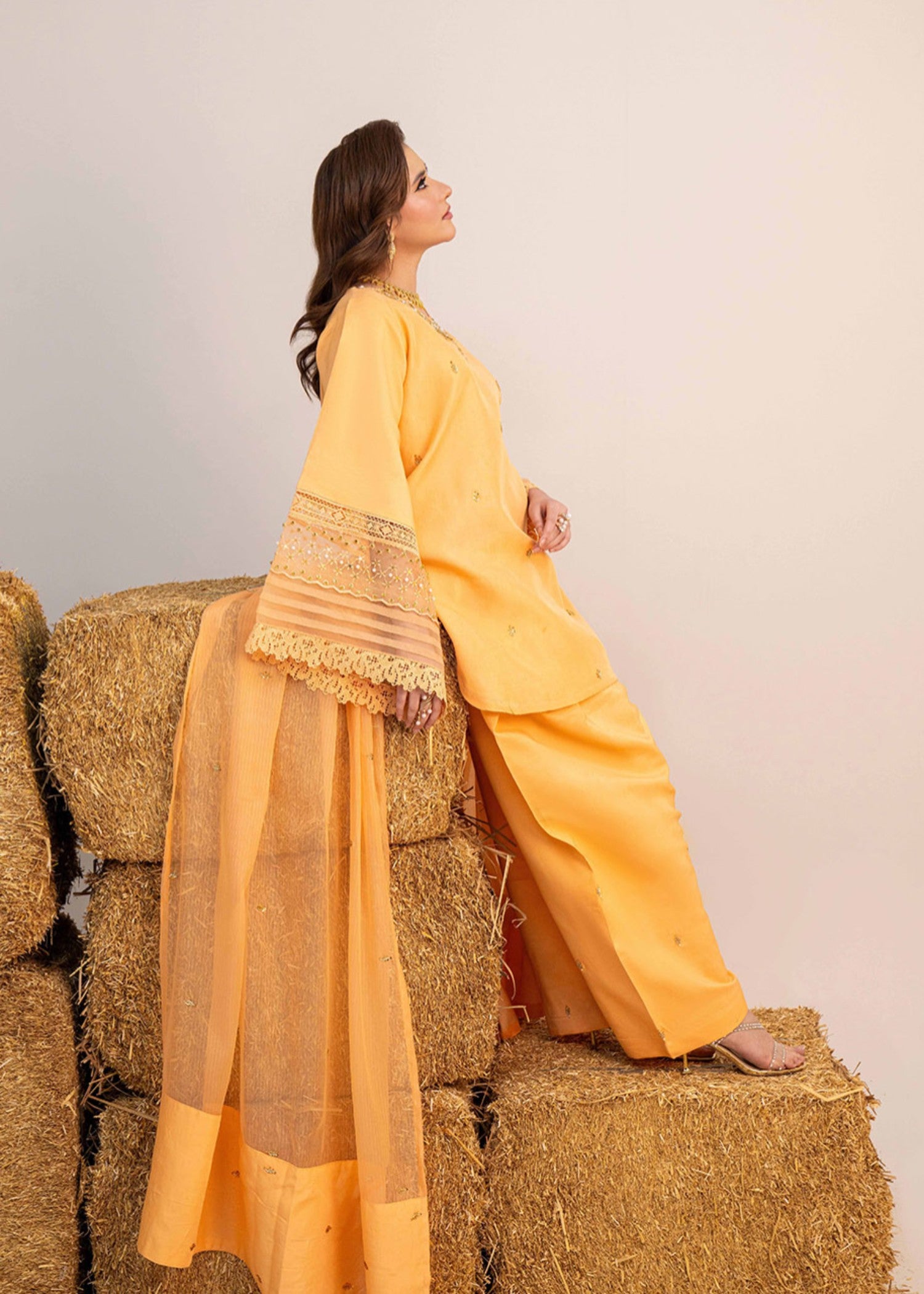 viscose Kurta Set in Orange