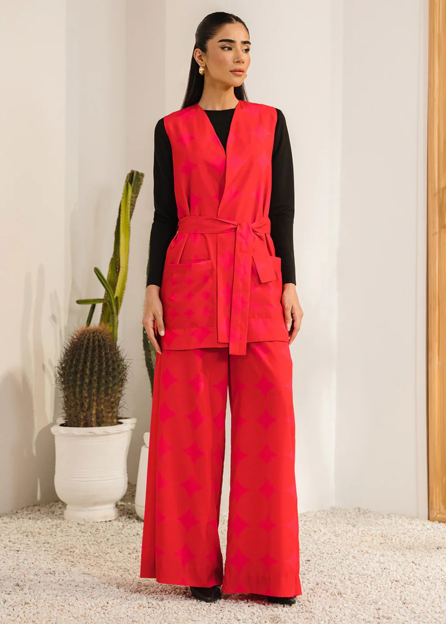 crepe Jacket in Red