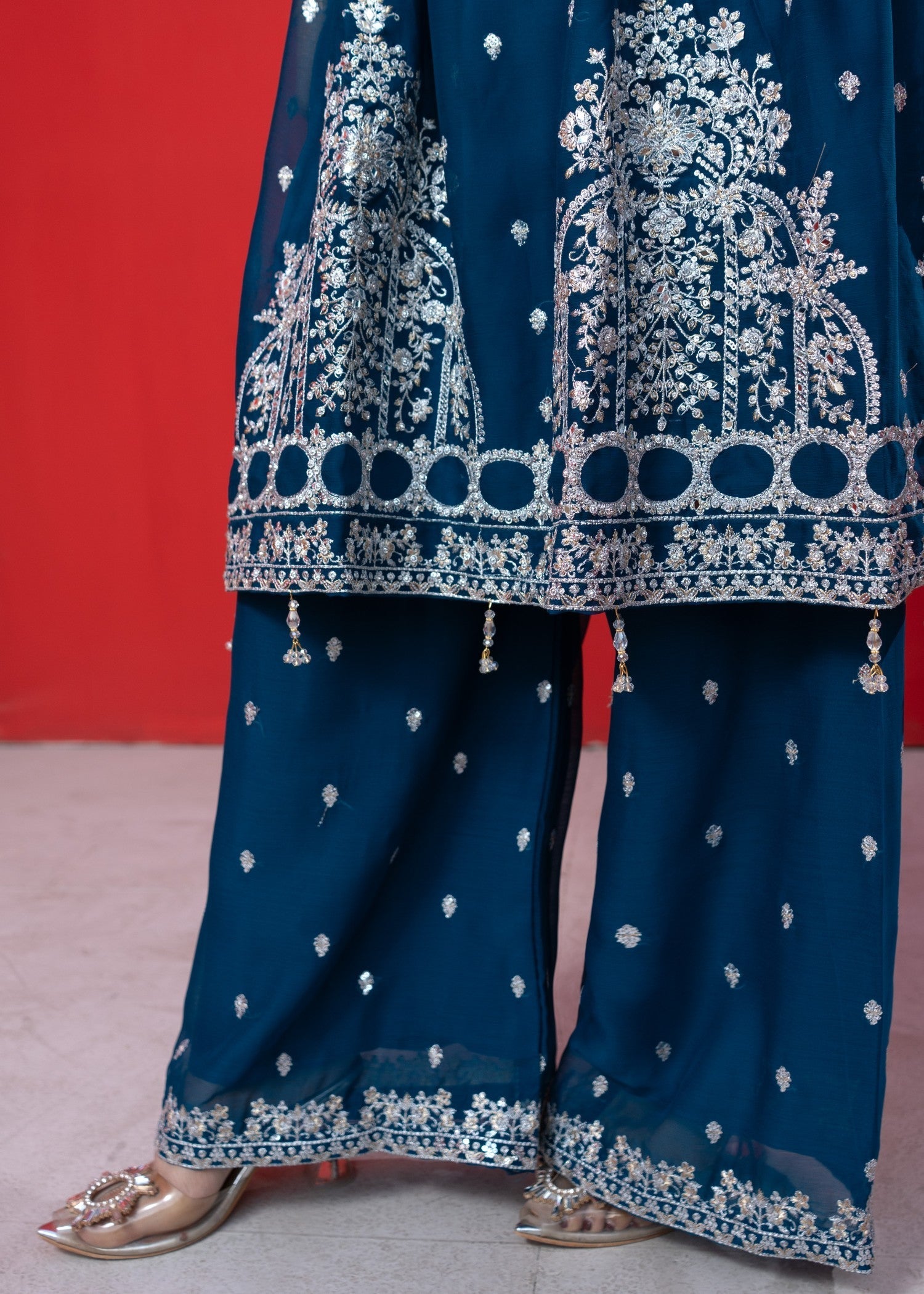 chiffon Short Frock in Sapphire blue