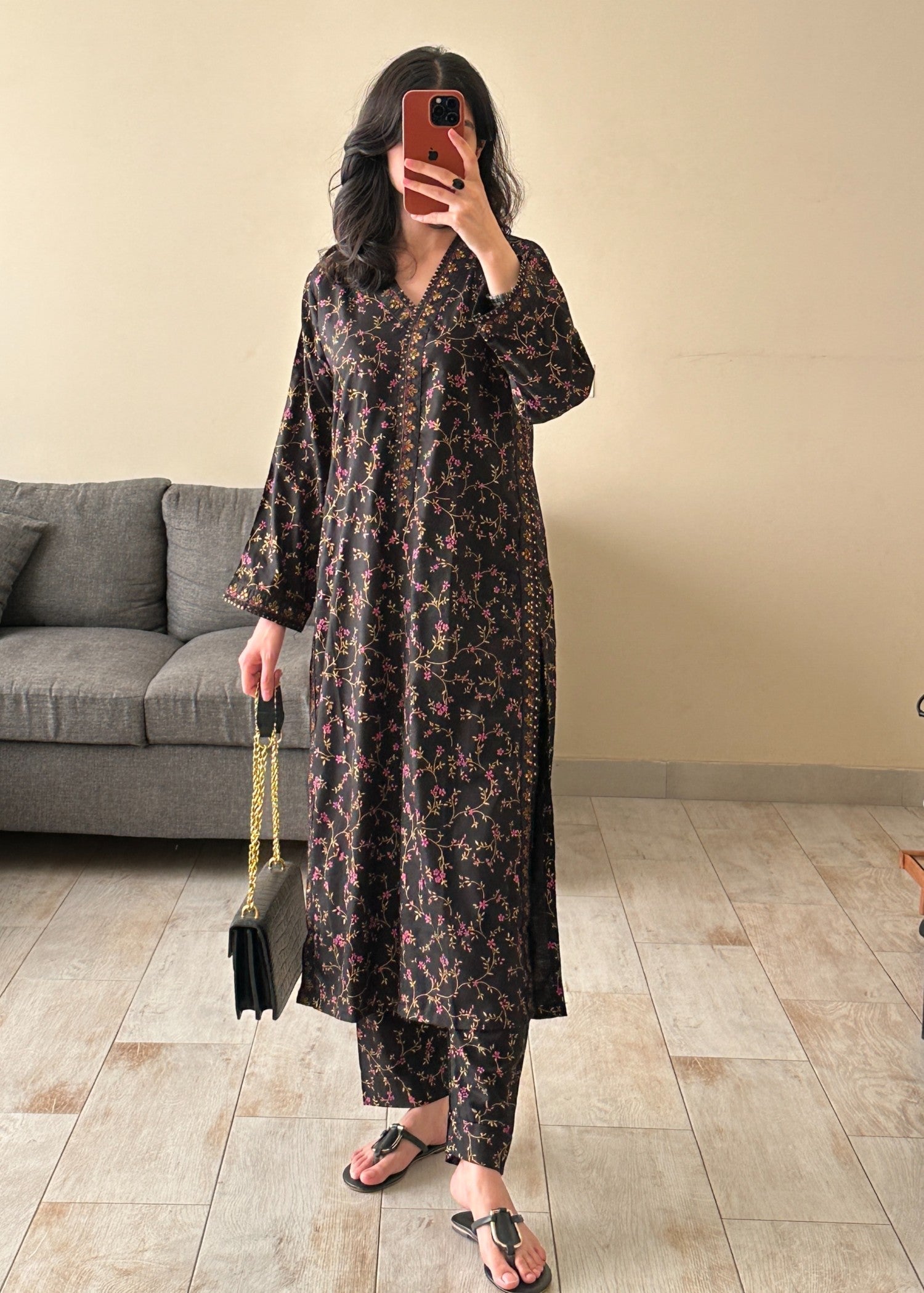lawn cotton Co Ord Sets in Black