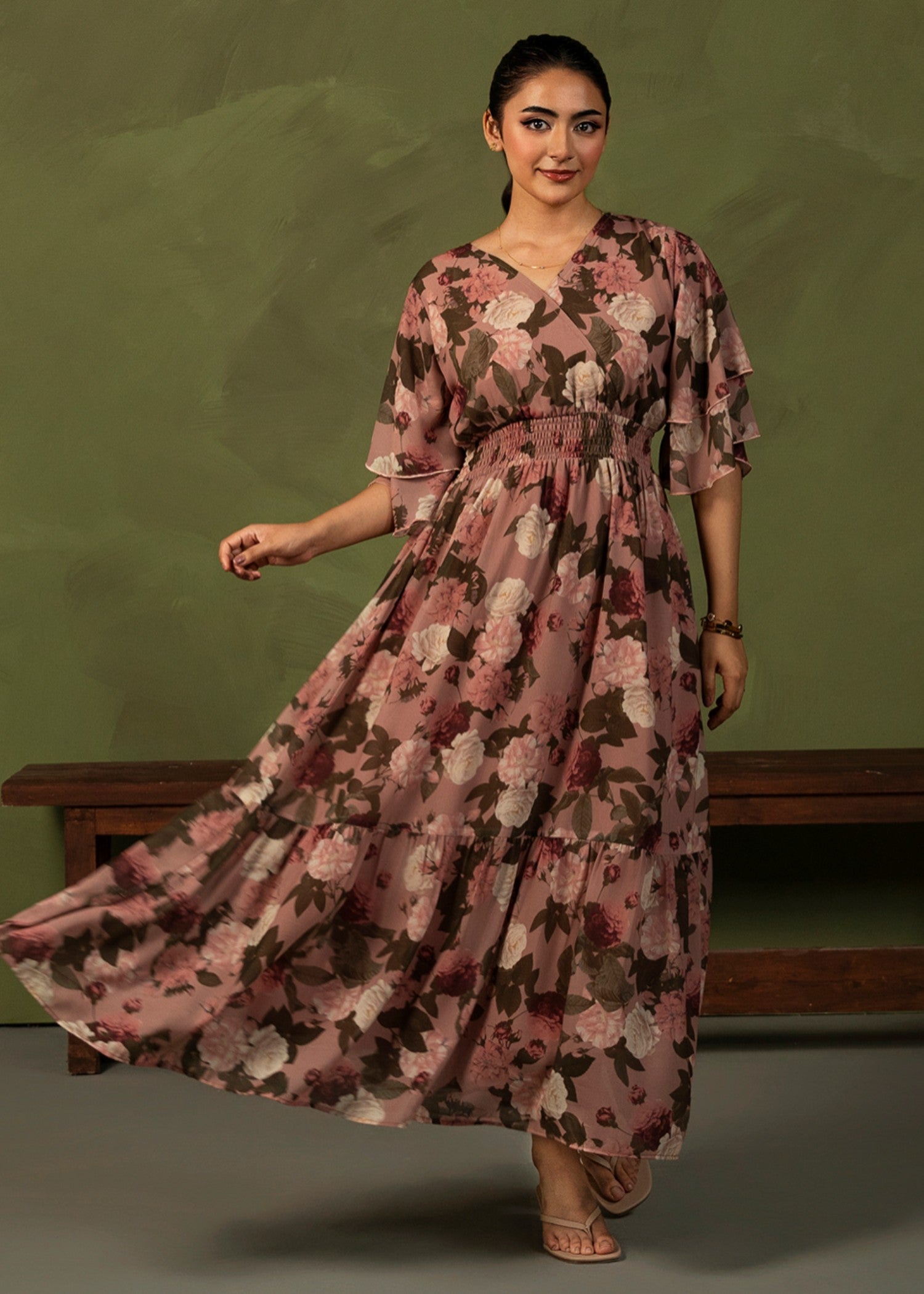 georgette chiffon Dress in Pink