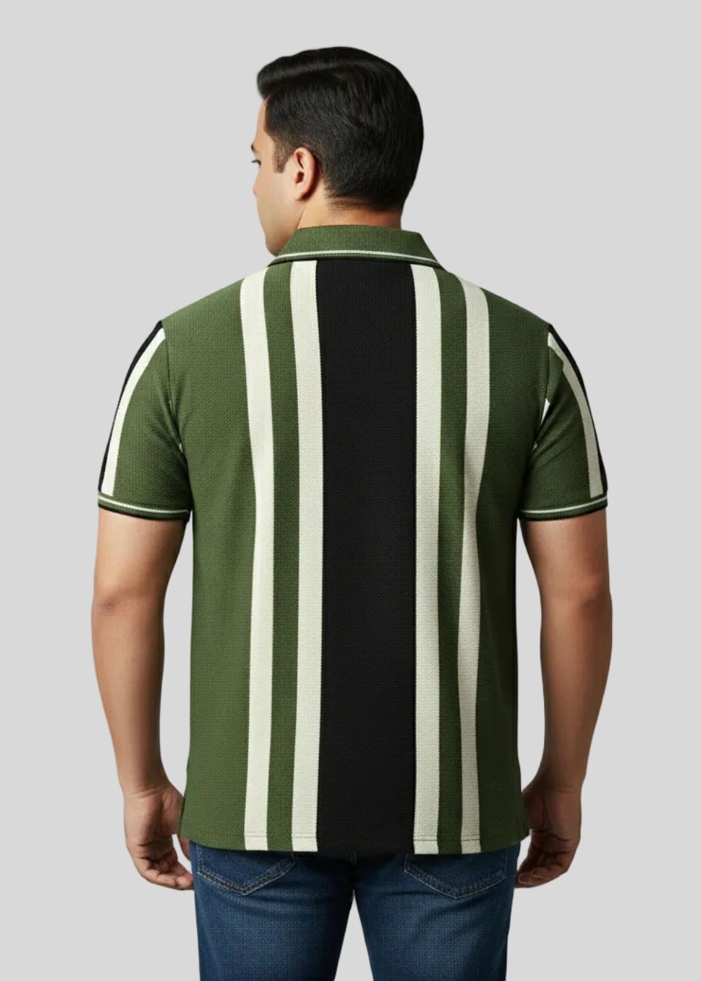 polyester-spandex Polo Shirt in Black, olive green