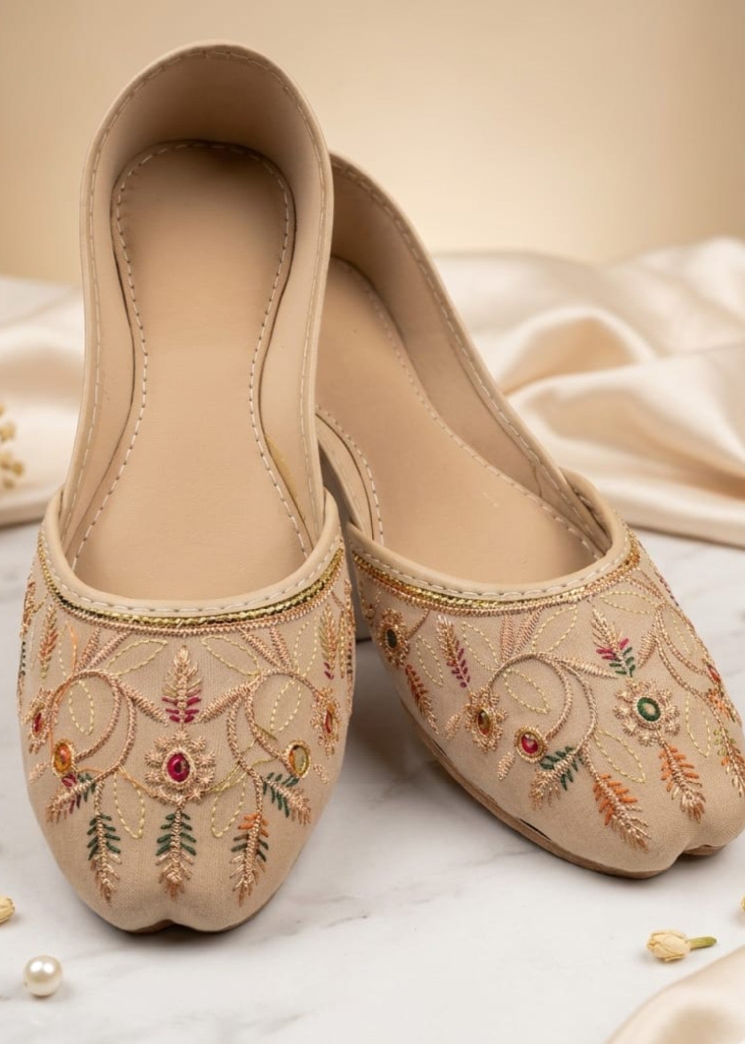 Khussa in Beige by - High Quality Women Khussa XYF5786