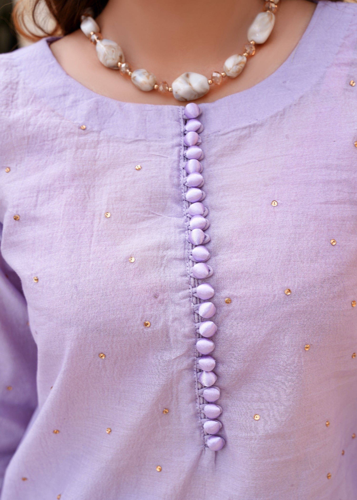 cotton silk Kurta Set in Lilac