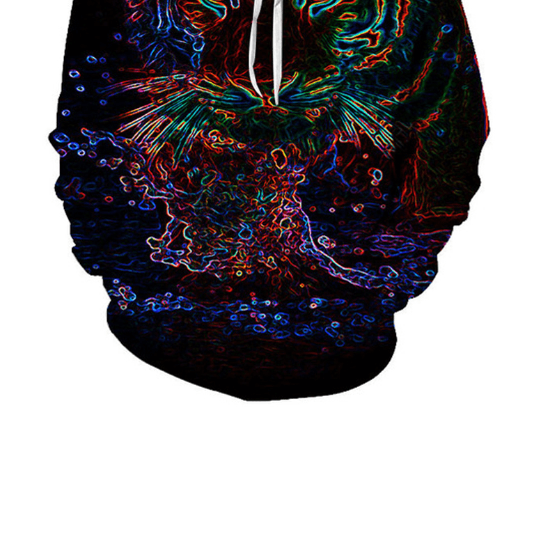Animal Lion Face D Print Hoodie for Men Fashion Autumn