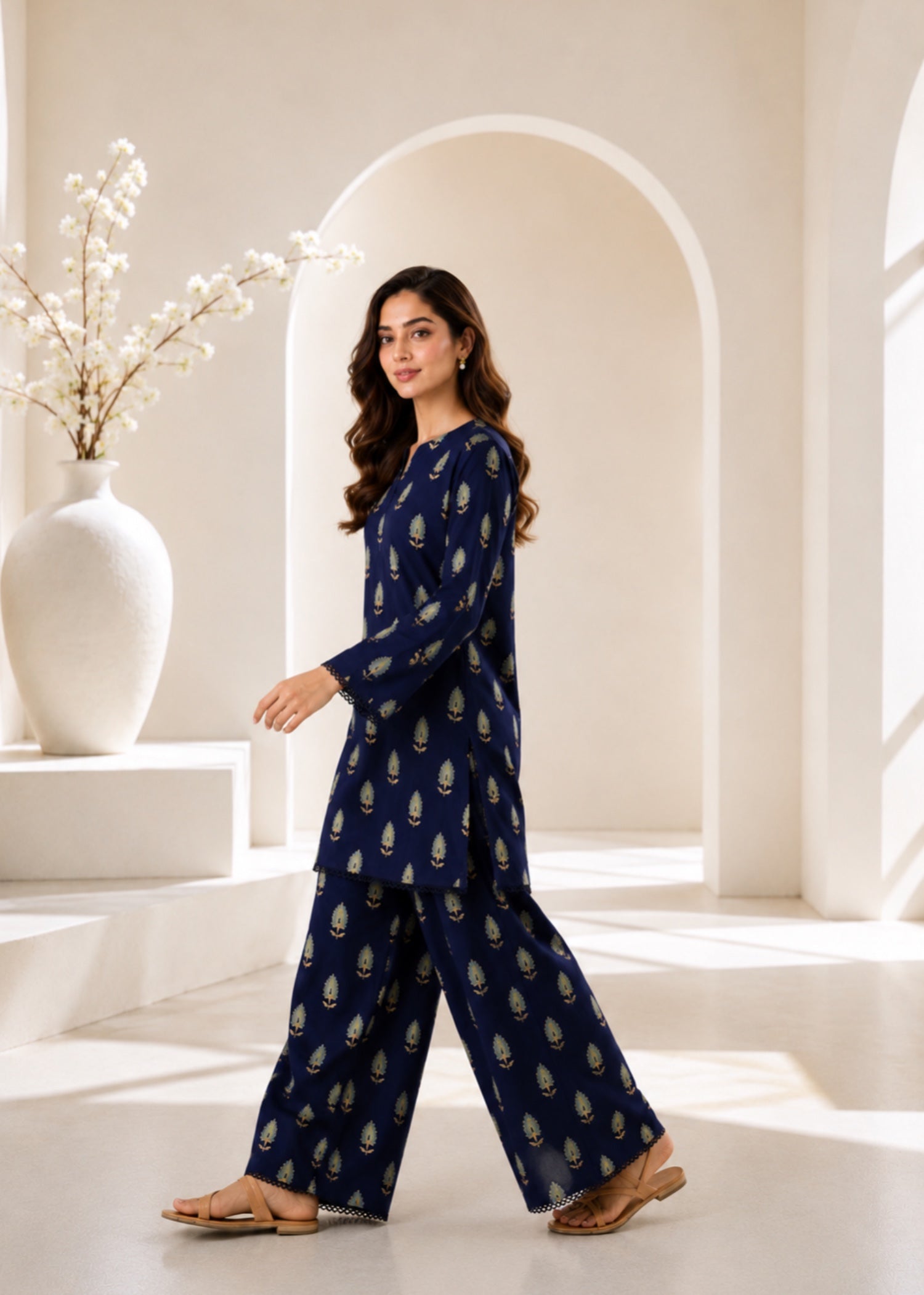 linen Co Ord Sets in Navy blue