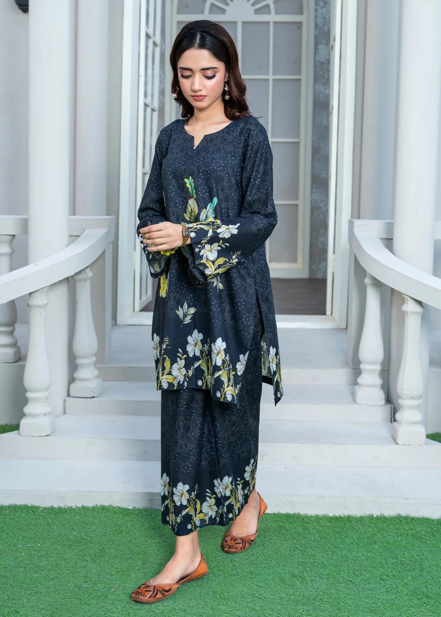 cotton Co Ord Sets in Charcoal black