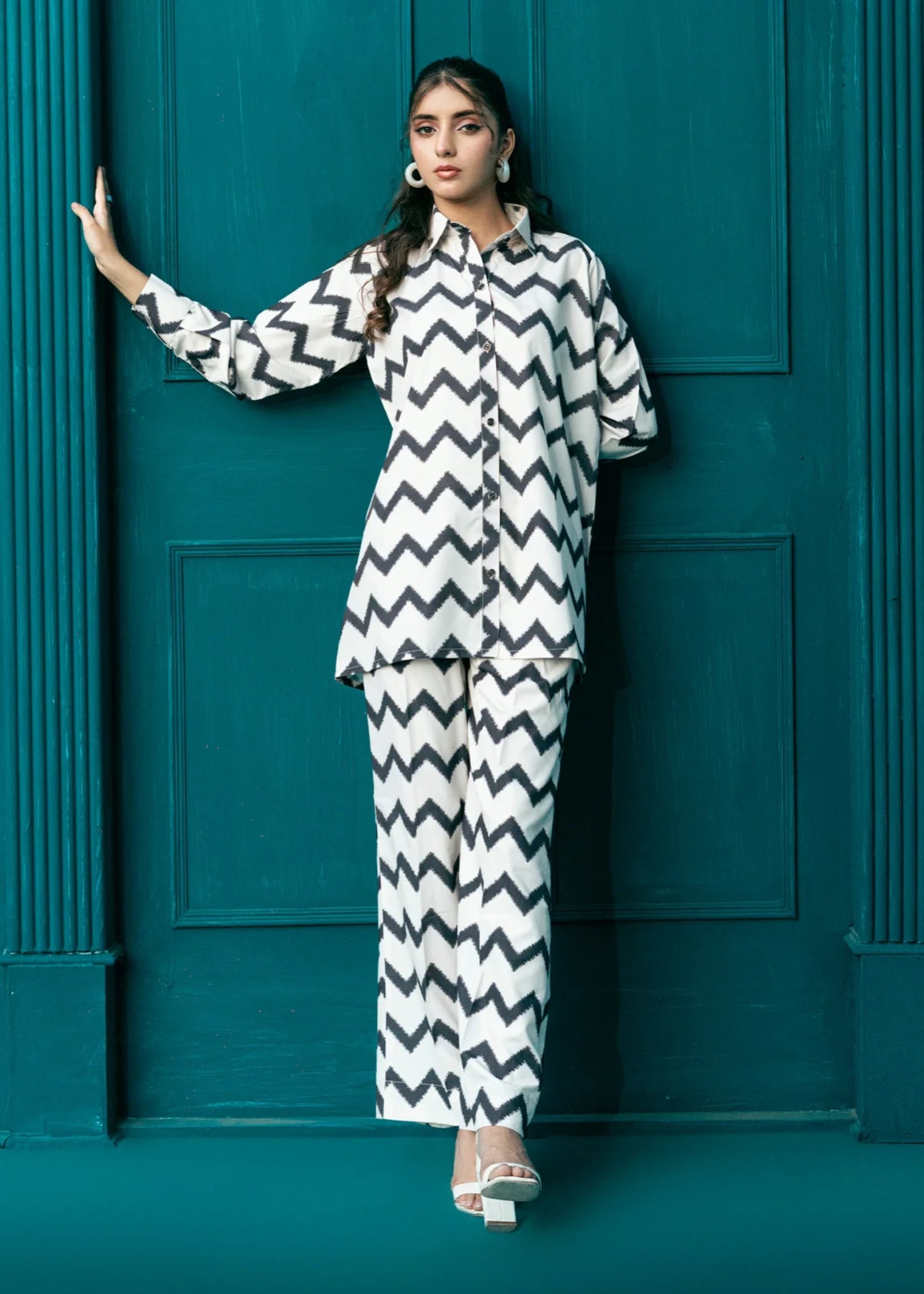 crepe Co ord Sets in Black, beige