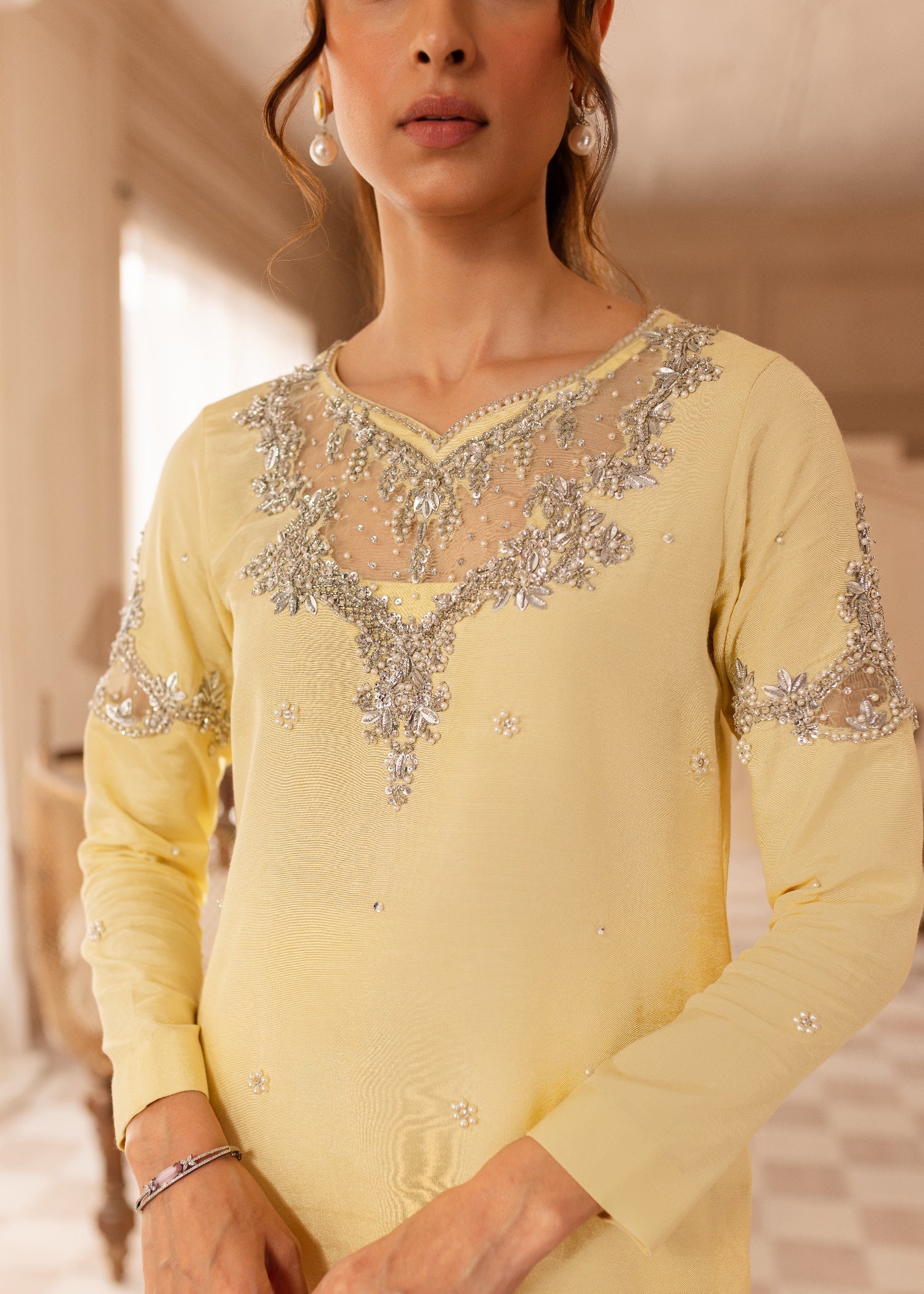 raw silk Kurta Set in Lemon