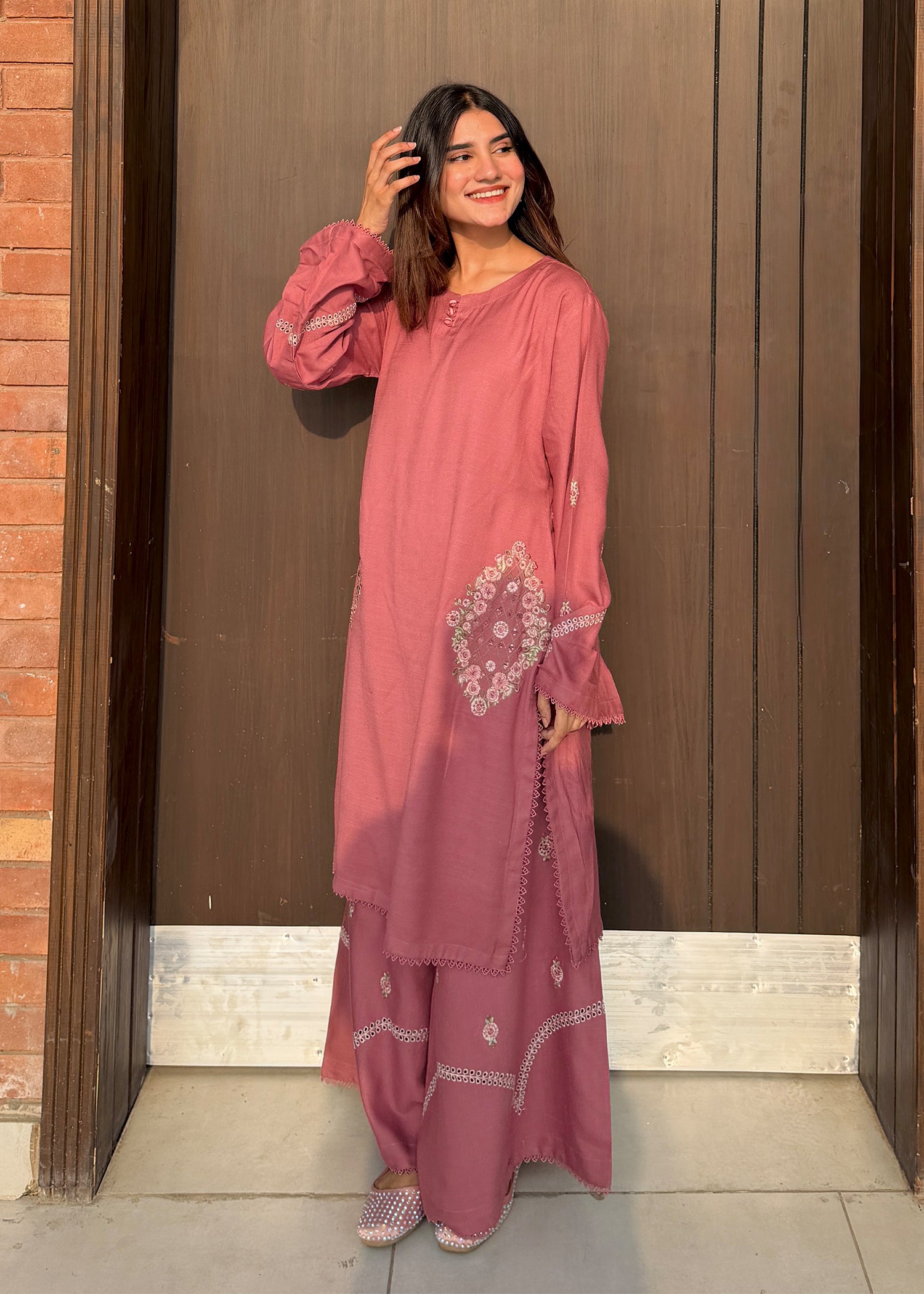 dhanak Co Ord Sets in Pink