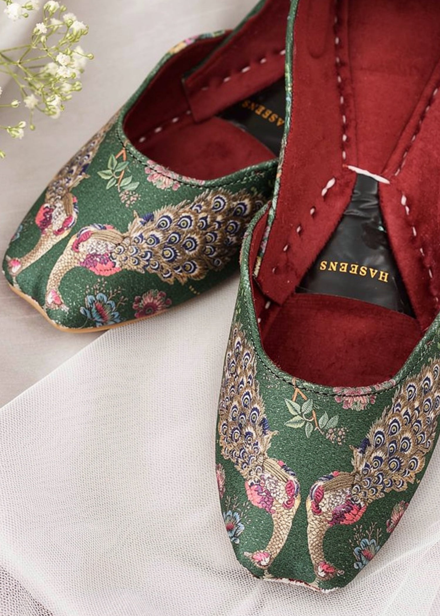 Khussa in Parrot green by - High Quality Women Khussa QNS8977