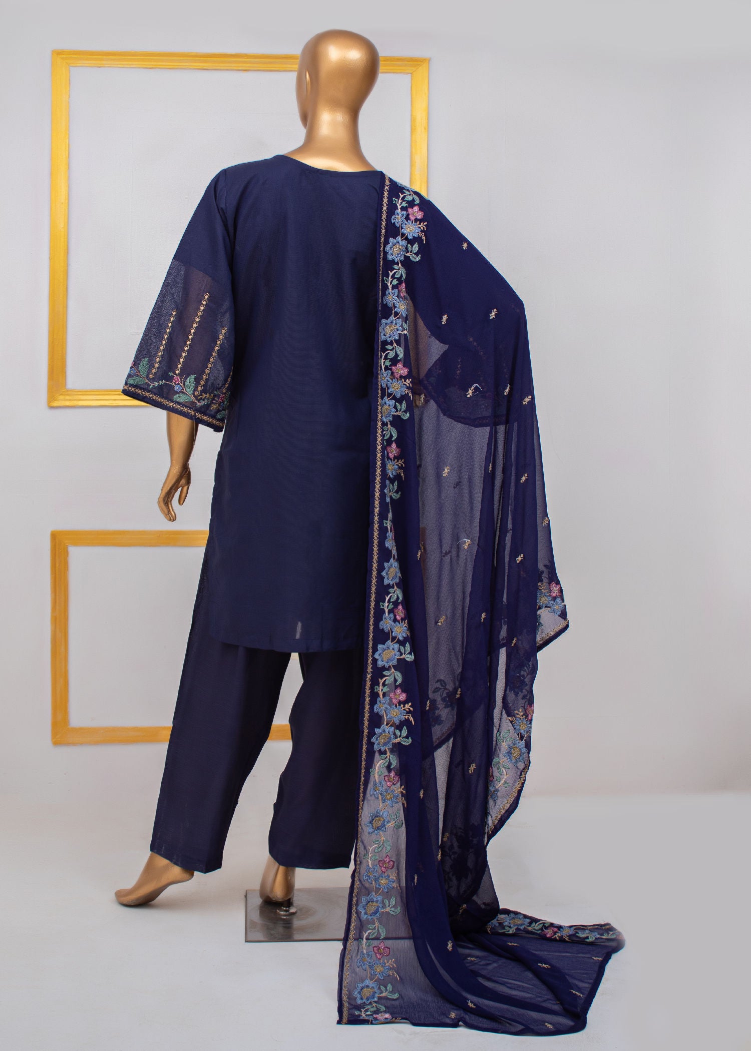khaddi net Kurta Set in Royal blue