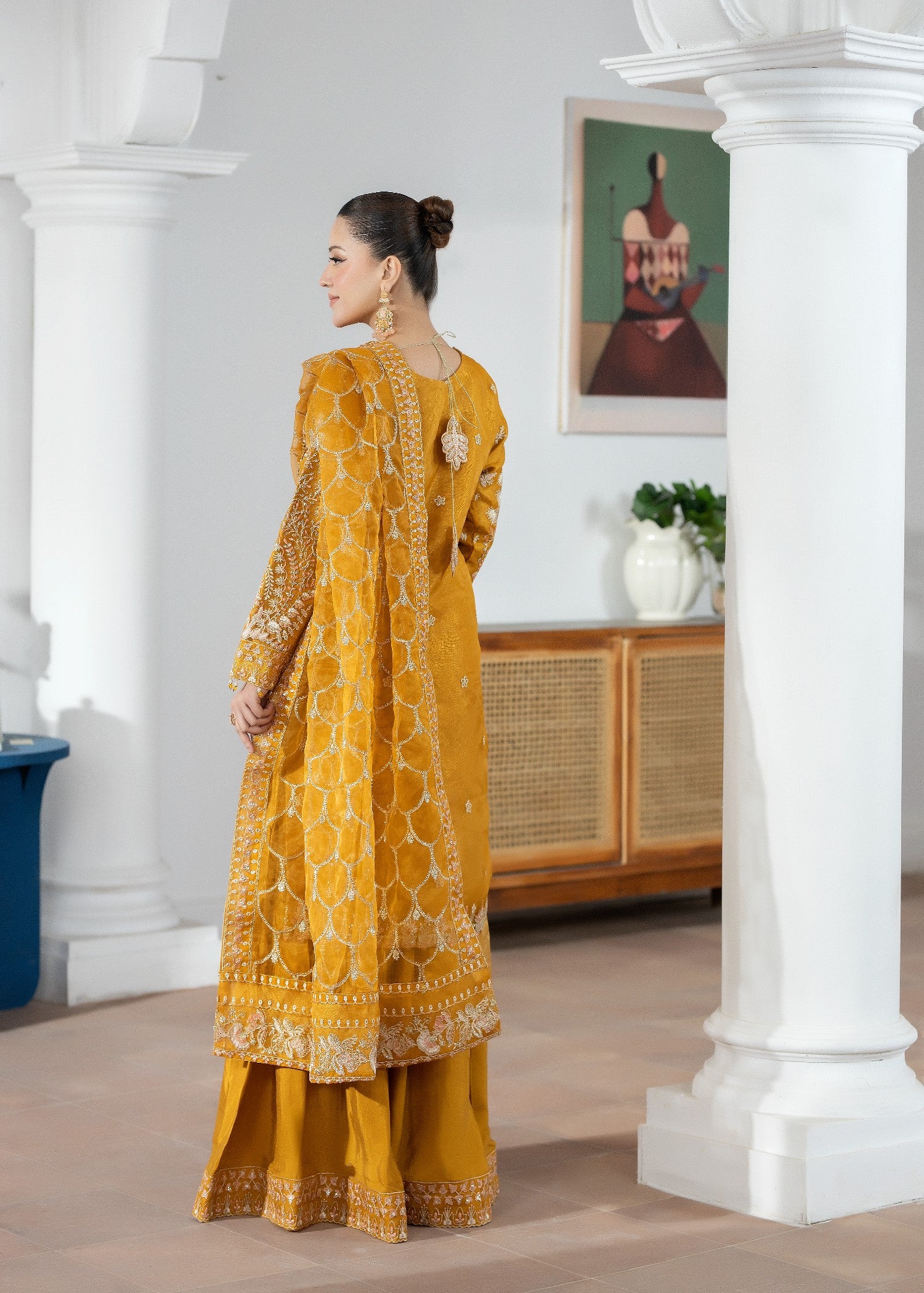 organza Sharara in Mari gold