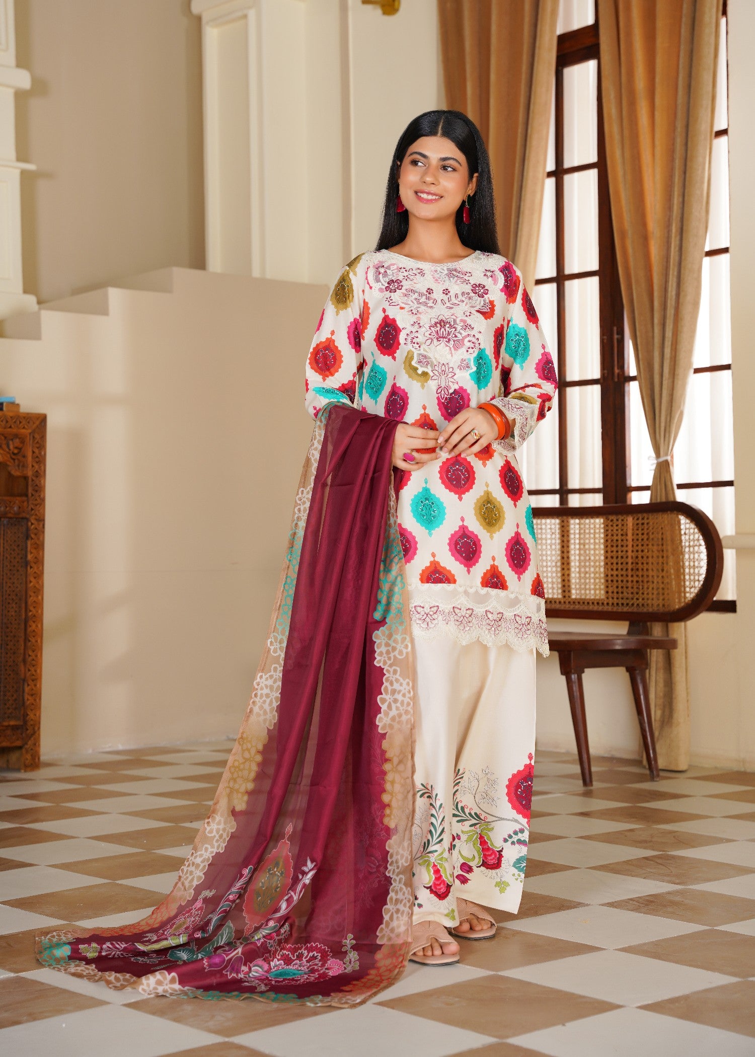 lawn Kurta Set in Champagne