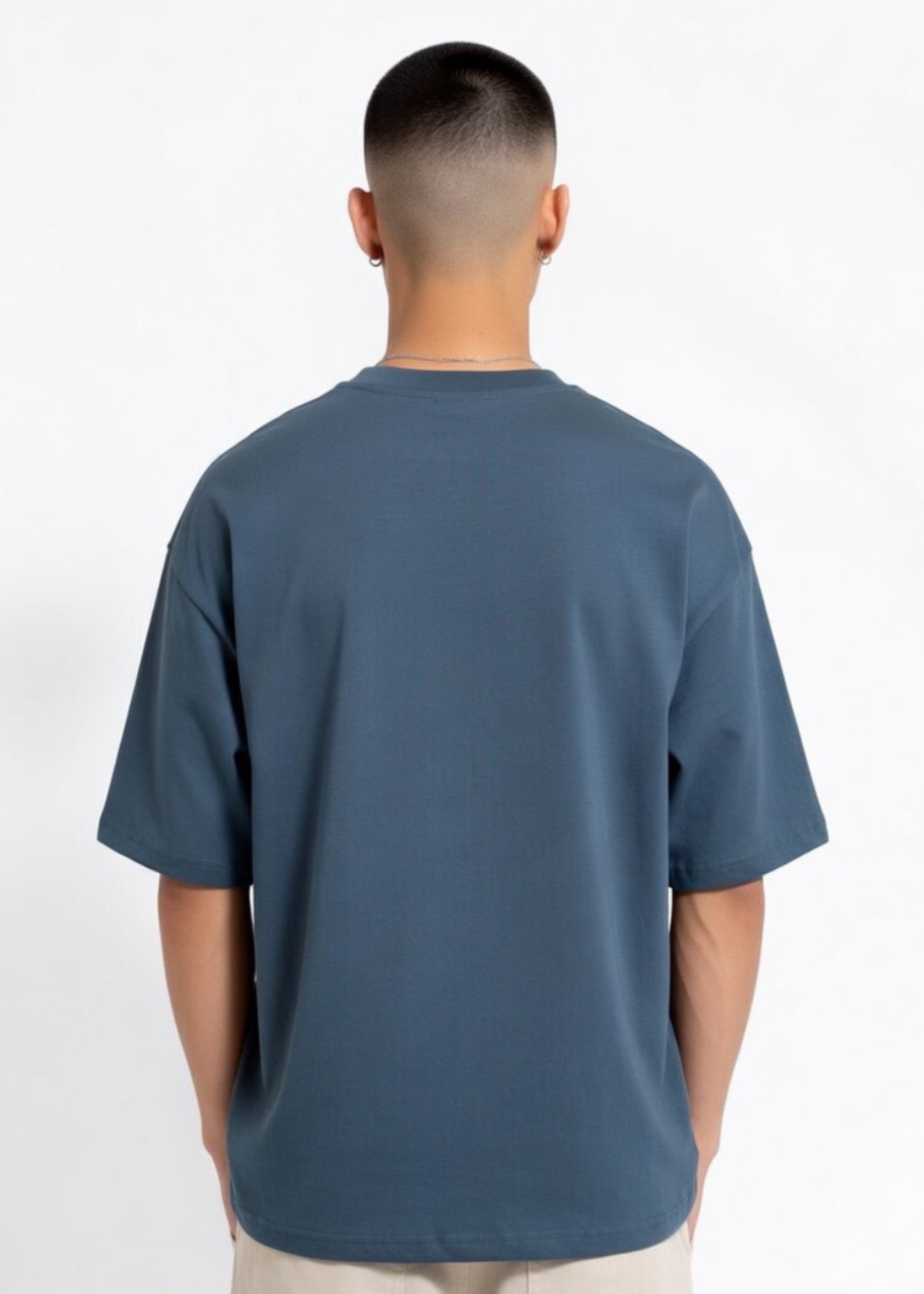 cotton jersey T Shirt in Slate blue