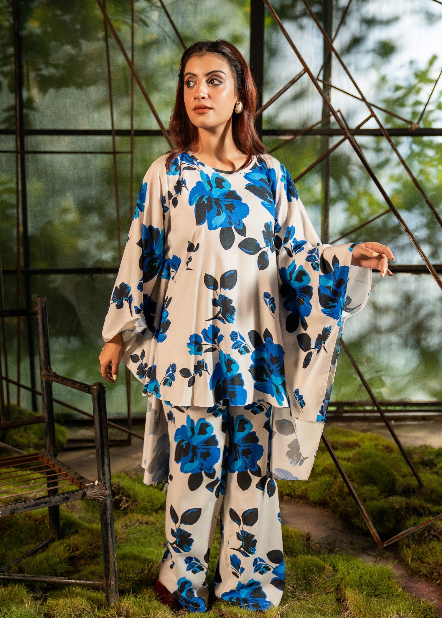 pure viscose Co Ord Sets in Sky blue, off-white, cobalt blue