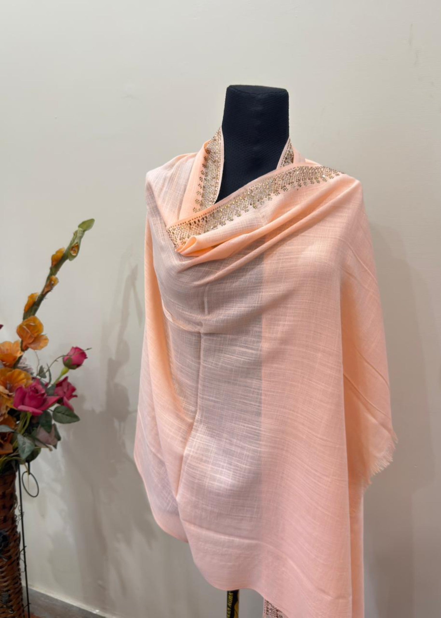 slub lawn Hijab in Apricot orange